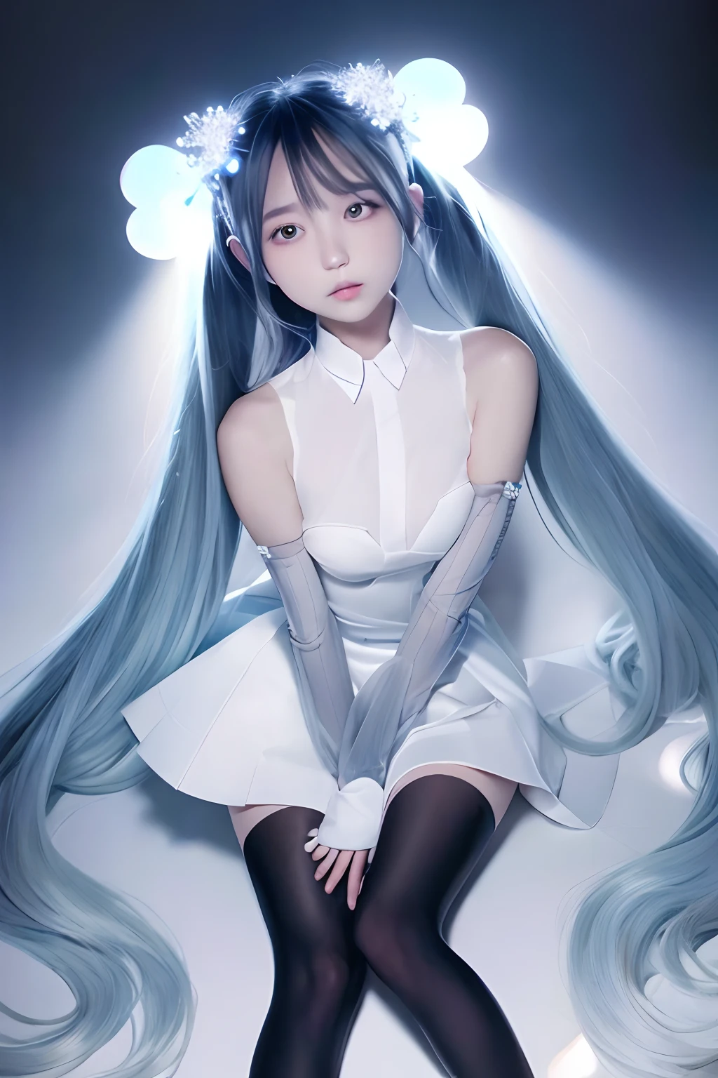 Big Full Moon、a moon、miku hatsune、Official art, ​masterpiece, Sharp Focus, (Beautiful gorgeous cute korean woman:1.3), (Beautiful cute korean woman:1.3), Korean  beauty, Delicate Beautiful Hair and Eyes and Face, realisitic, ultra-detailliert, a beauty girl, blue-sky, Glow white particles, (side lights:1.2), rays of sunshine, white clouds, Fine clouds, A slender, 1girl in, Dynamic Angle,Full body,   100-layers,masutepiece,supreme,best,amazinig,great,detail,Stylish,Illustration,action SHOT, aiming at viewer, hands on pockets, School uniform, Blunt bangs, Hairpin, Shy,superfine illustration,(((beautiful fine hair))),(((Beautiful Fine Face))),(((Beautiful fine background))),