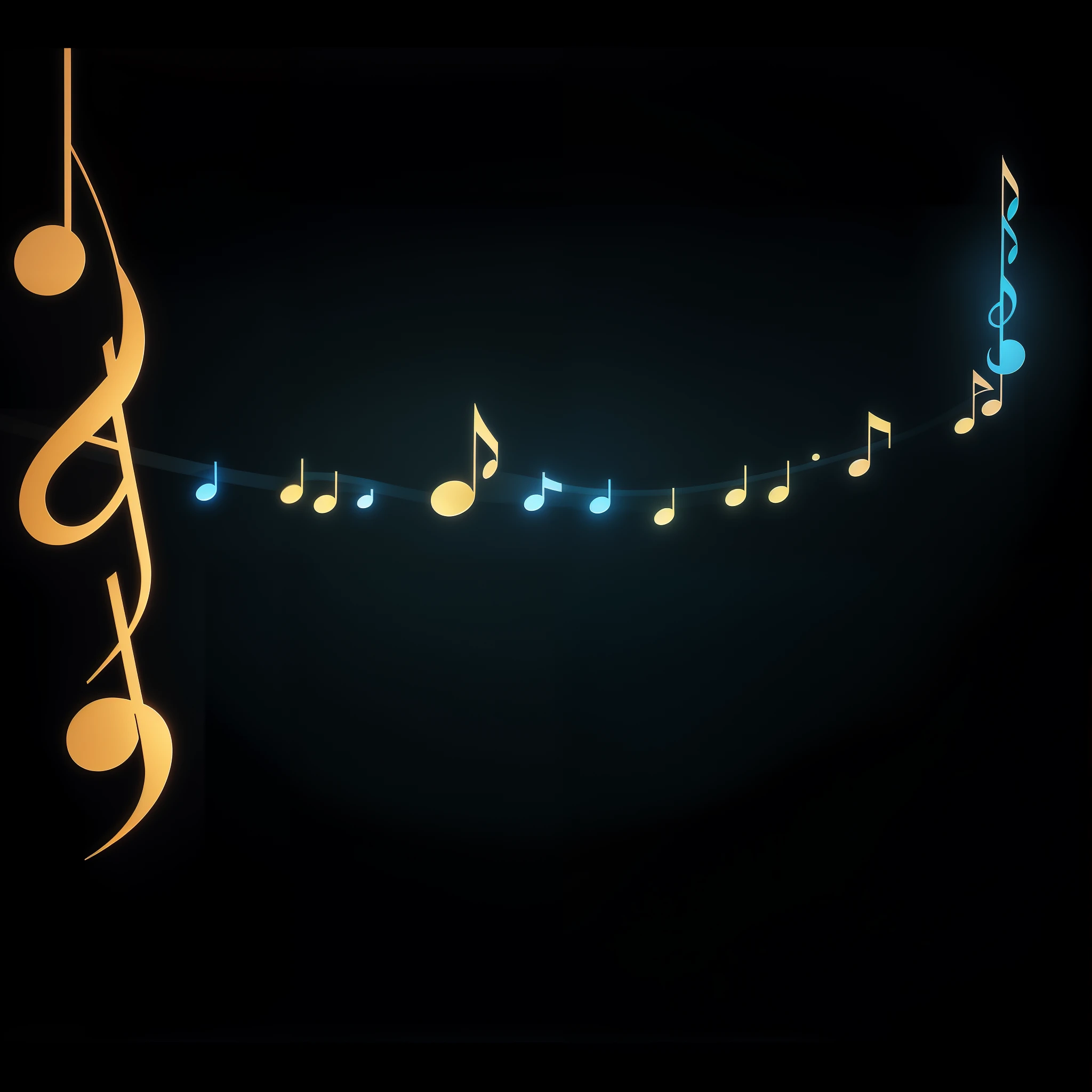 In a beautiful, spectacular and surprising place, musical notes C, D, E, F, G, A, B floating, personalized musical notes.
Black screen, a black screen.