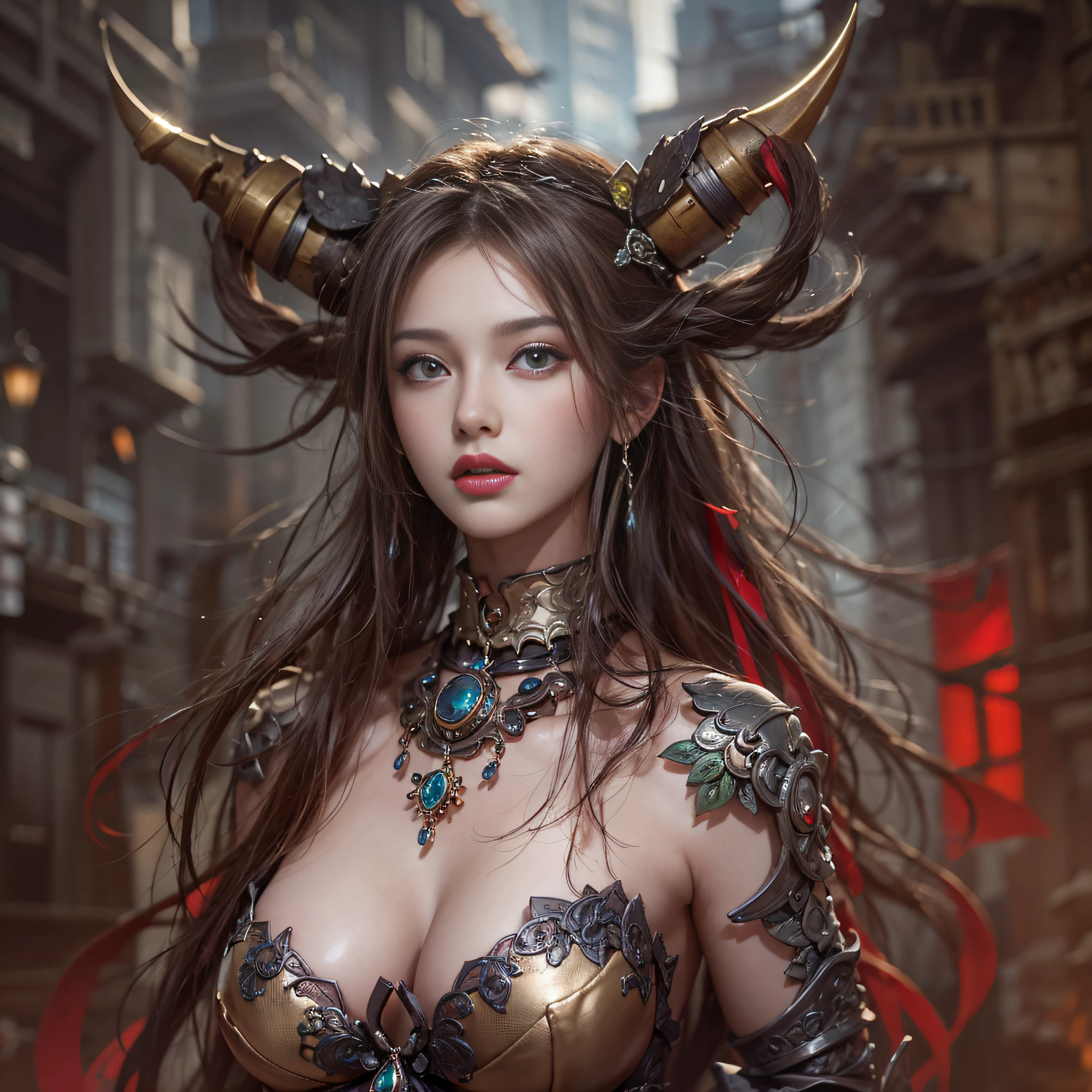 ((​masterpiece:1.4)、(top-quality:1.4)、(reallistic:1.7))、a beauty girl、Super sexy girl、Super beautiful girl、((1girl in:1.4))、Shiny natural skin texture、By Luis Royo、age19、Super Ultra Ultra Bikini、Cute tattoos、(Two arms:1.4、Two legs:1.4)、(perfect anatomia:1.4)、(Perfect female body:1.4)、Portrait photo of a girl、Soft front light、beautiful countenance、kawaii faces、Beautiful udder、Colossal tits、Beautiful ass、A detailed eye、Draw eyes clearly and beautifully、beautidful eyes、Narrow waist、Raw photo、red-lips、Red high heels、a choker、a necklace、耳Nipple Ring、1 screen display、Ancient city ruins
