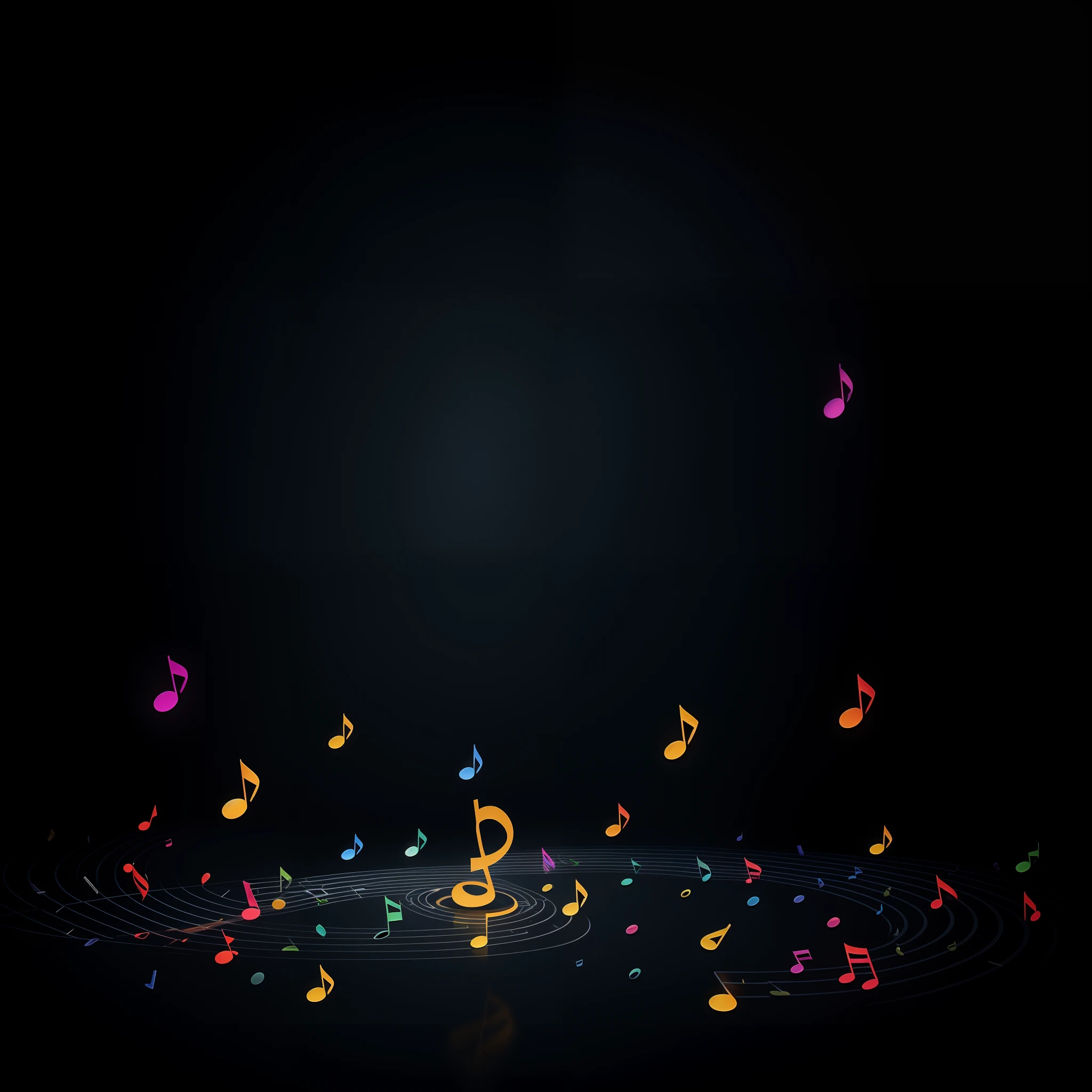 In a beautiful, spectacular and surprising place, musical notes C, D, E, F, G, A, B floating, personalized musical notes.
Black screen, a black screen.