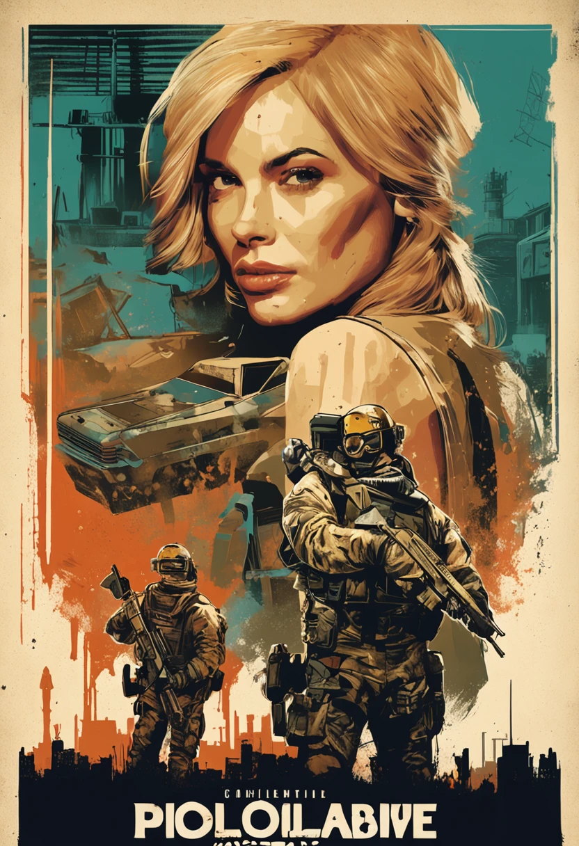 there is a special  edition poster of a " polaroid media artwork of complete  blonde using marker as the medium, against an industrial background" game poster, official poster artwork, game promotional poster, official poster, full poster, military art, promotional poster art, beautiful cinematic poster, official print, videogames poster, craig mullins greg rutkowski, ( apocalyptic ) 8 k, craig mullins style, cinematic poster, apocalyptic 8k, apocalyptic 8k