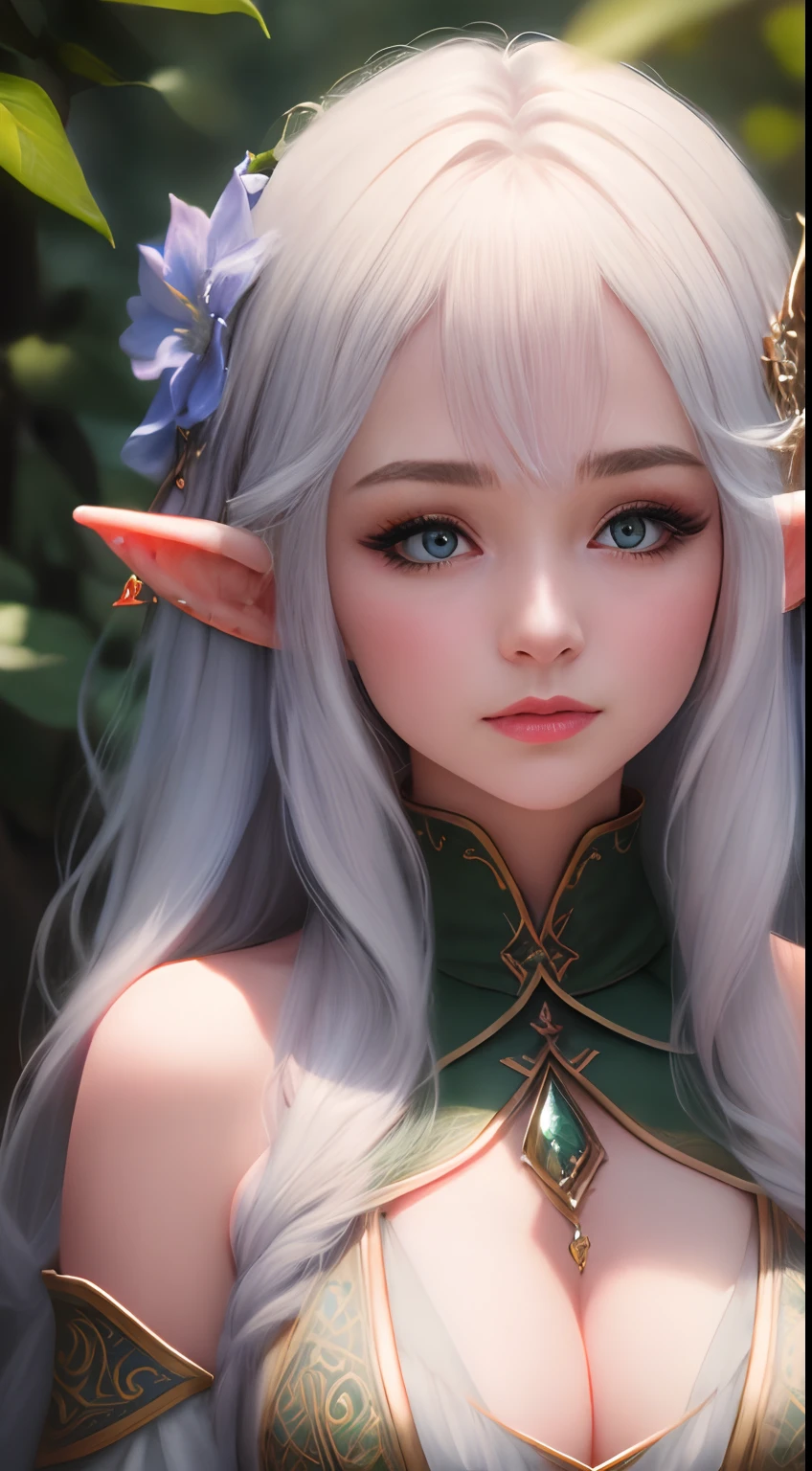 (detailed face, detailed eyes, clear skin, clear eyes), lotr, fantasy, elf, female, full body, looking at viewer, portrait, photography, detailed skin, realistic, photo-realistic, 8k, highly detailed, full length frame, High detail RAW color art, piercing, diffused soft lighting, shallow depth of field, sharp focus, hyperrealism, cinematic lighting