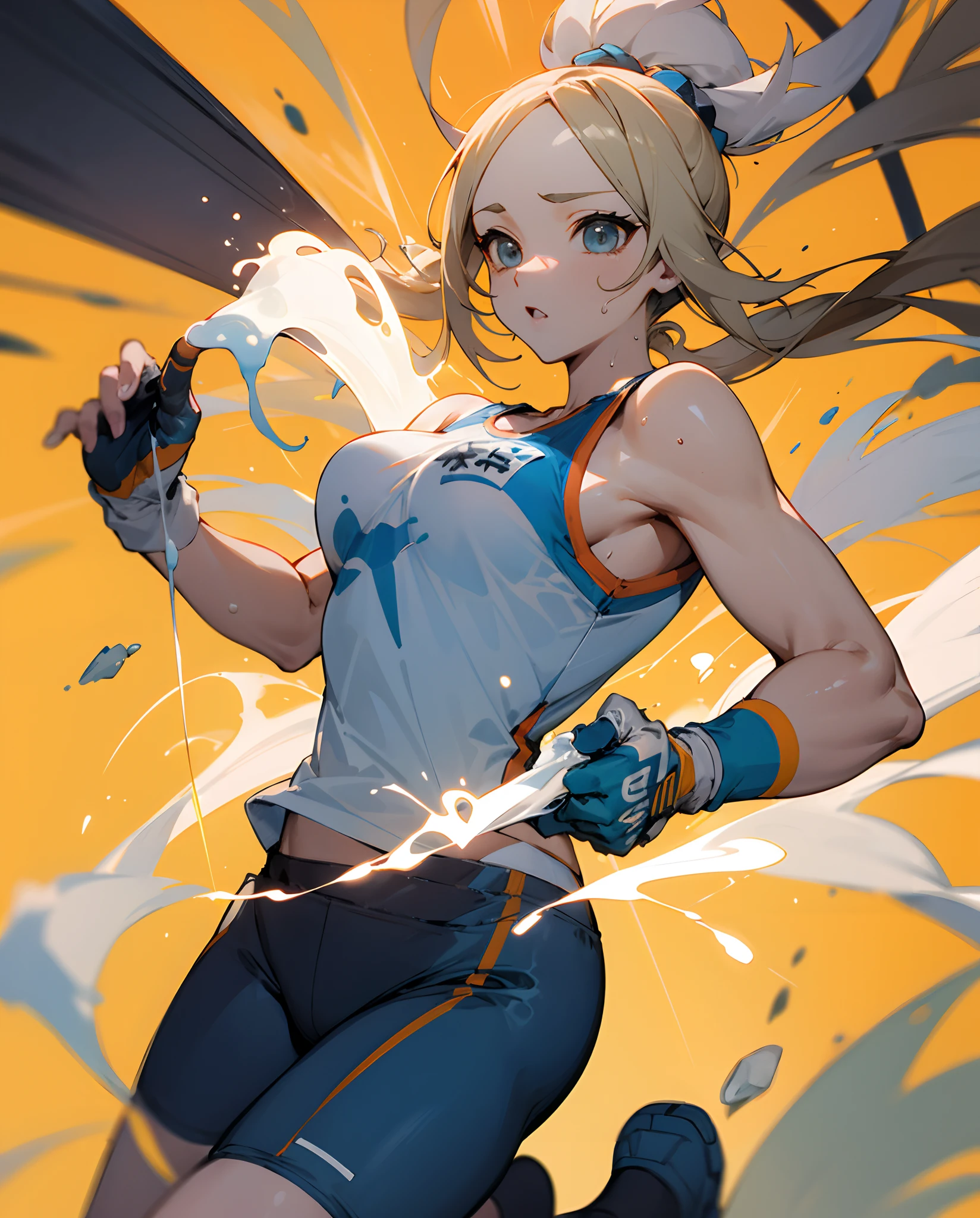 Estilo anime, seios extremamente grandes,Milk secretion,leite,Molhe-se,cheio de suor,Athletics clothing,heart of love,jogging