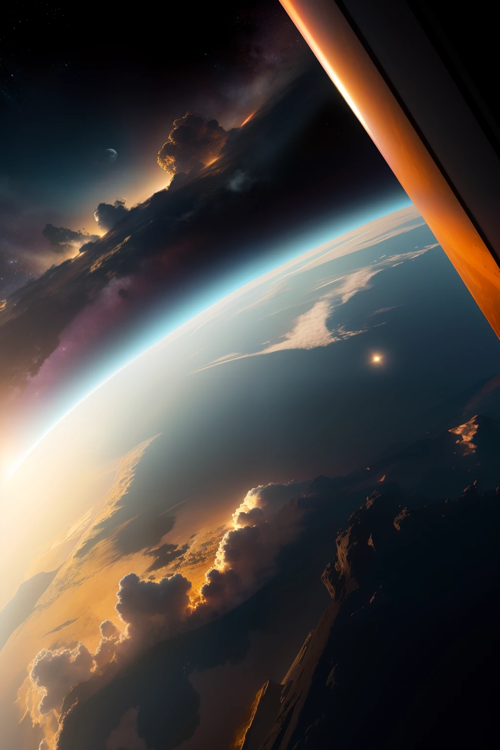 Concepto la tierra plana vista desde la atmosfera superior, imagen plana
