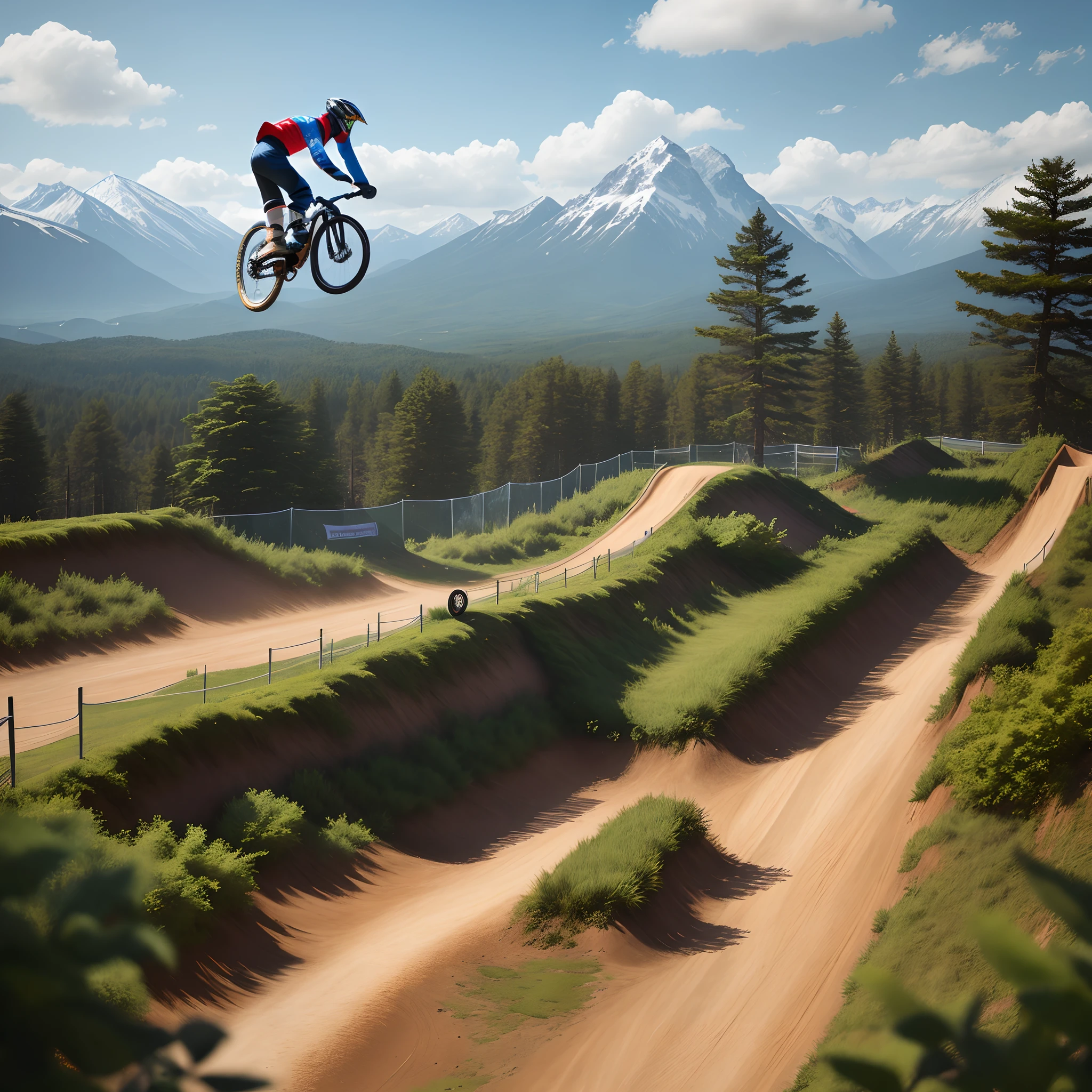 Logo description letters TERRAWBIKES and background scenes of mountainbike competition