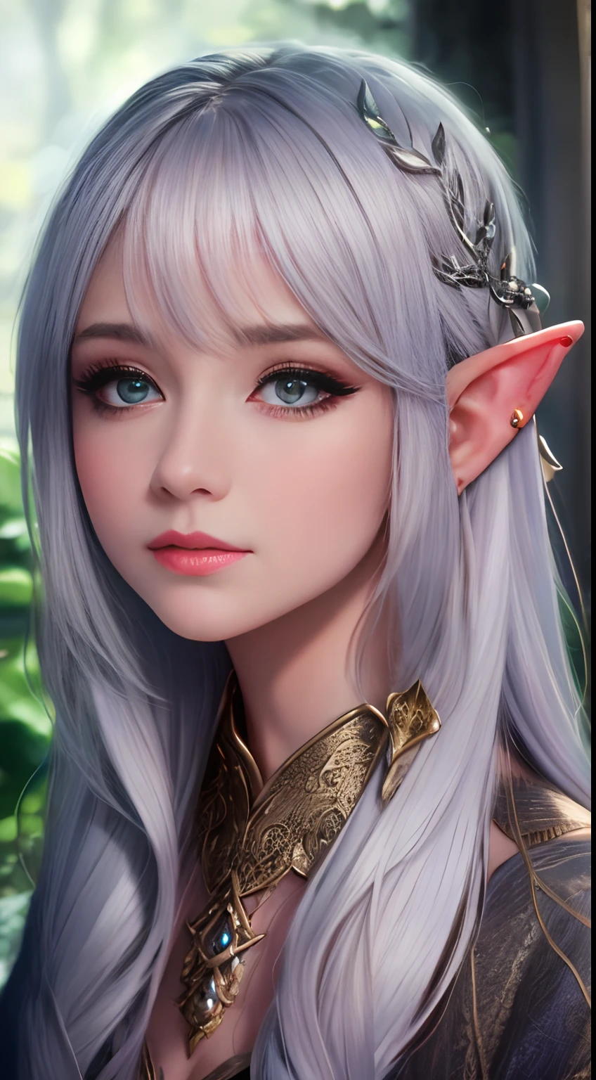 (detailed face, detailed eyes, clear skin, clear eyes), lotr, fantasy, elf, female, full body, looking at viewer, portrait, photography, detailed skin, realistic, photo-realistic, 8k, highly detailed, full length frame, High detail RAW color art, piercing, diffused soft lighting, shallow depth of field, sharp focus, hyperrealism, cinematic lighting