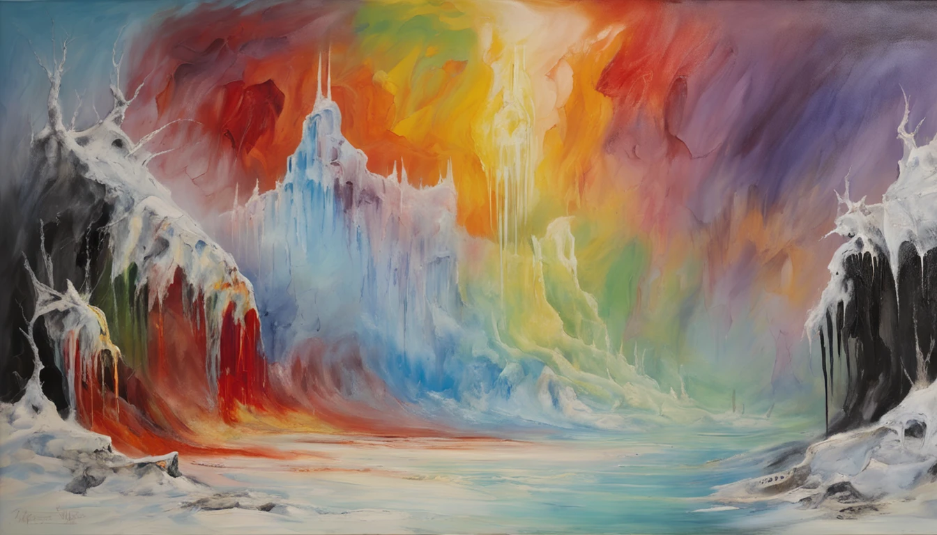 icy hell, cocyte, with souls suffering in a cold desolation, dante's inferno style art