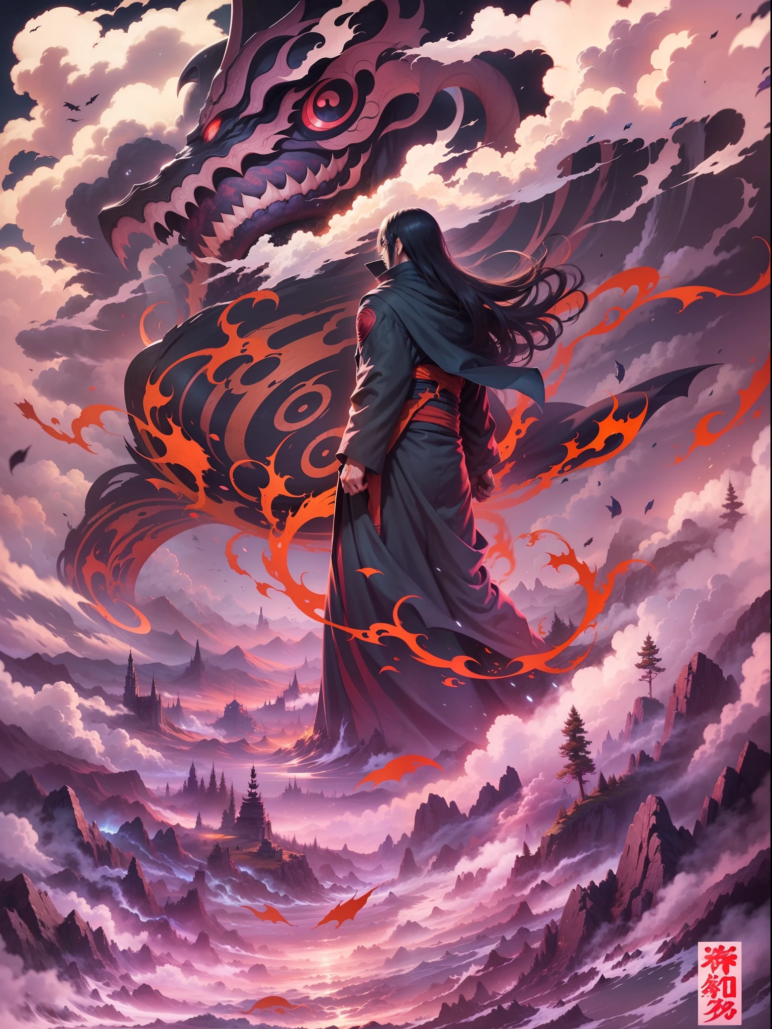 itachi uchiha susanoo perfect form in landscape between two worlds