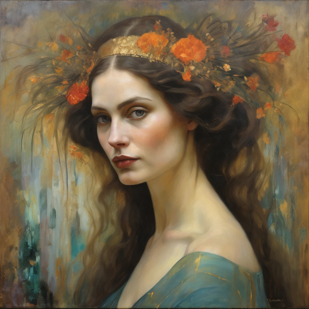 Painting of a woman , Craig Mullins Alphonse Mucha, Artgerm Julie Bell Beeple, Tom Bagshaw Donato Giancola, Peter Mohrbacher Donato Giancola, Artgerm Craig Mullins, Mucha Klimt et Tom Bagshaw, Alphonse Mucha et Craig Mullins, Peter Mohrbacher''