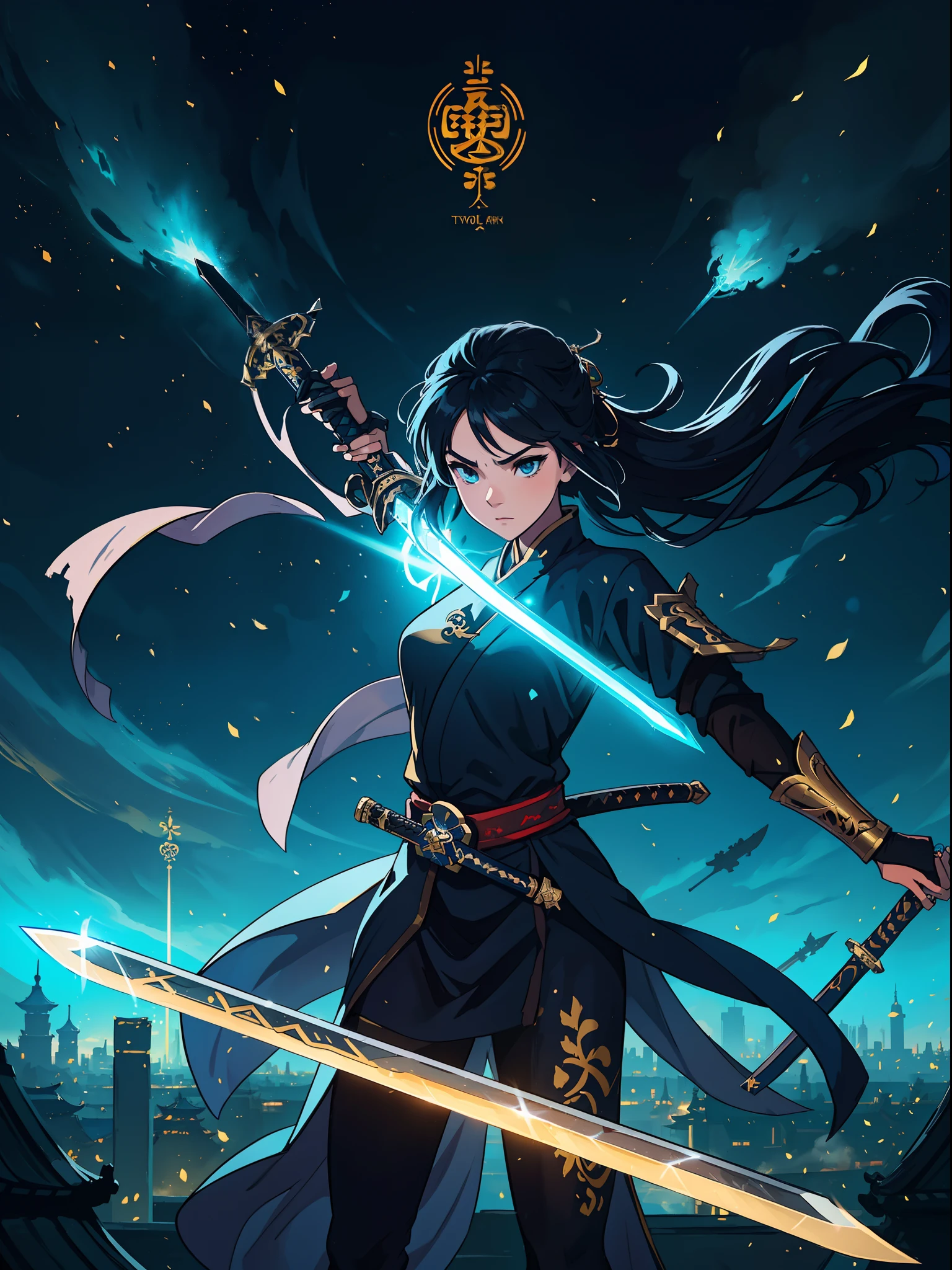 blue flame, masterpiece, best quality, fight
