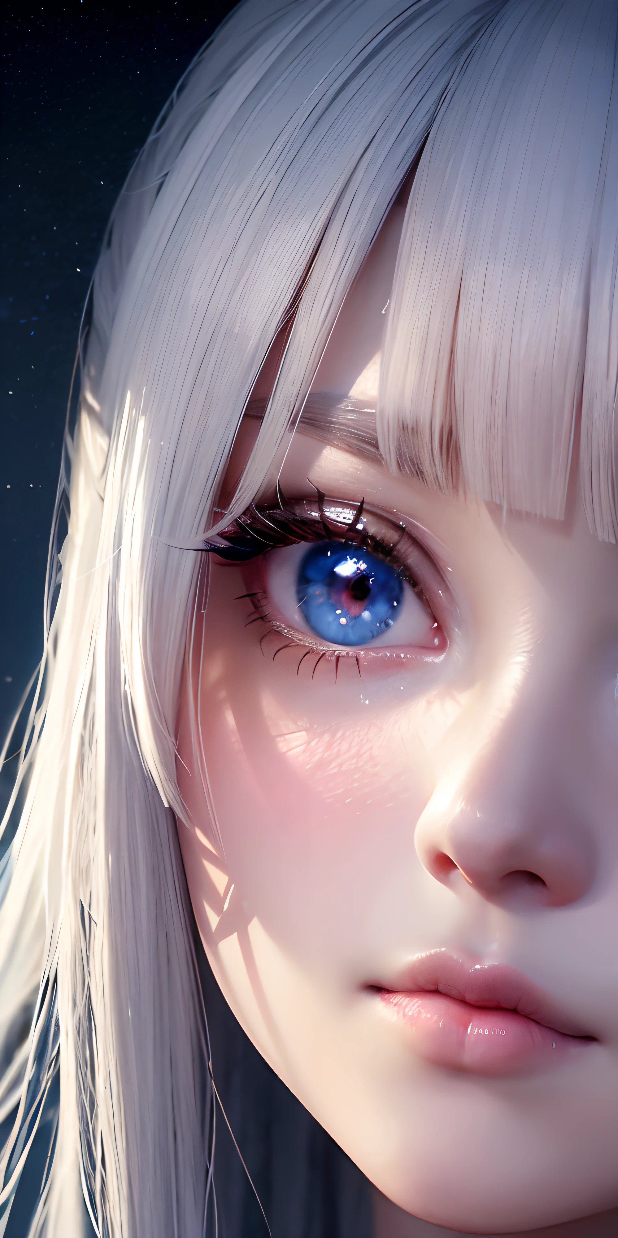 anime styled、One Person１８Beautiful woman of age、Moisturizing and beautiful eyes、ciri、a picture、androgynous hunnuman、oval jaw、Delicate features、Beautiful expression、Beautiful blonde hair、Long bangs、long pony tail、Blue eyes with a beautiful glow、LDS Art