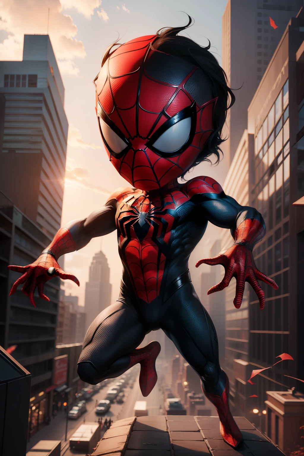 spider man, chib, muito detalhado, 8k
