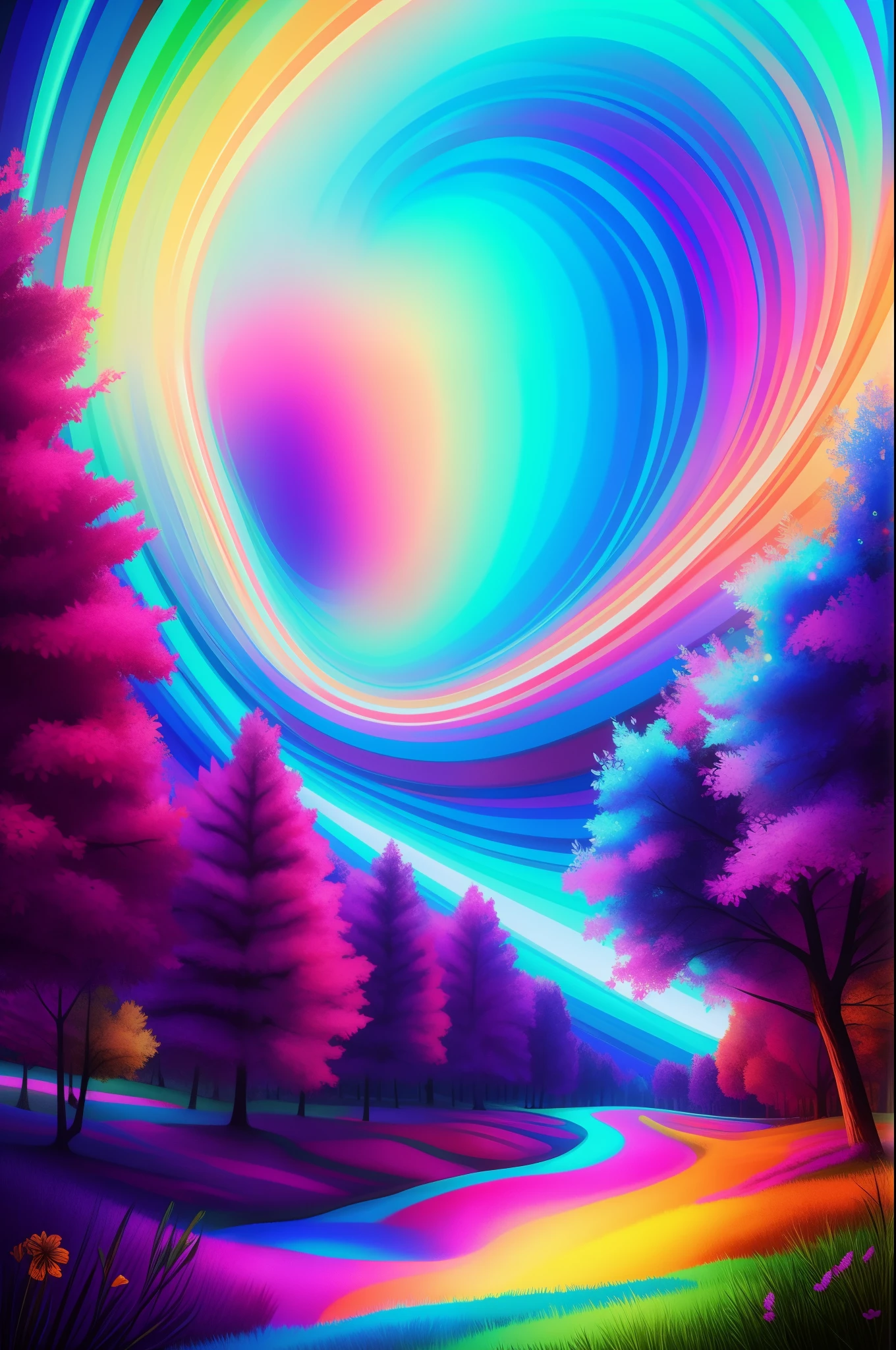 Create a dream filter illustration with psychedelic colors