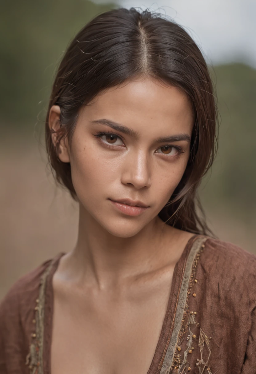 profissional, (4k foto:1.1) por (Jeremy Lipking:0.3), (Dittmann Anna:0.3), (Arian Mark:0.3), (Sharp focus:1.3), alto detalhe, vestindo (camisa apertada:1.2), belo rosto detalhado, hazelnut eyes, cabelo loiro curto, (Brazilian indigenous woman:1.3), (sedutor:1.1), (rubor:1.1), forma do corpo em ampulheta, seios naturais, quadris largos
