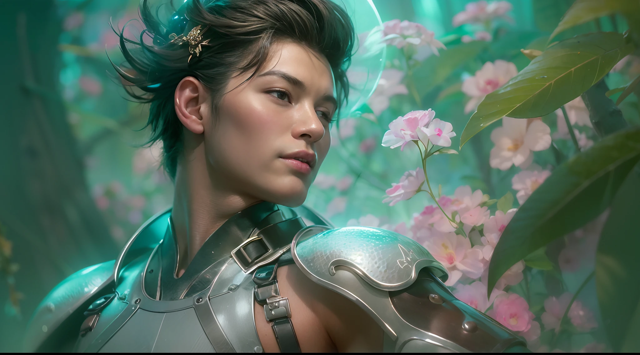 1boy, photo of very very handsome suave smiling young 25-year-old male Chinese prince, clothed in futuristic cybernetic armor, wearing a large futuristic crown, walking in an ethereal enchanted forest with neon glowing flowers and a rainbow in the sky, sci-fi, intricate, neon light, ((perfect face)), ((perfect hands)), ((perfect body)), ((correct anatomy)), ((ultra-realistic)), ((8k, UHD)), highly detailed, digital painting, artstation, concept art, human anatomy, soft light, smooth, illustration, art by tian zi and craig mullins and WLOP and alphonse mucha