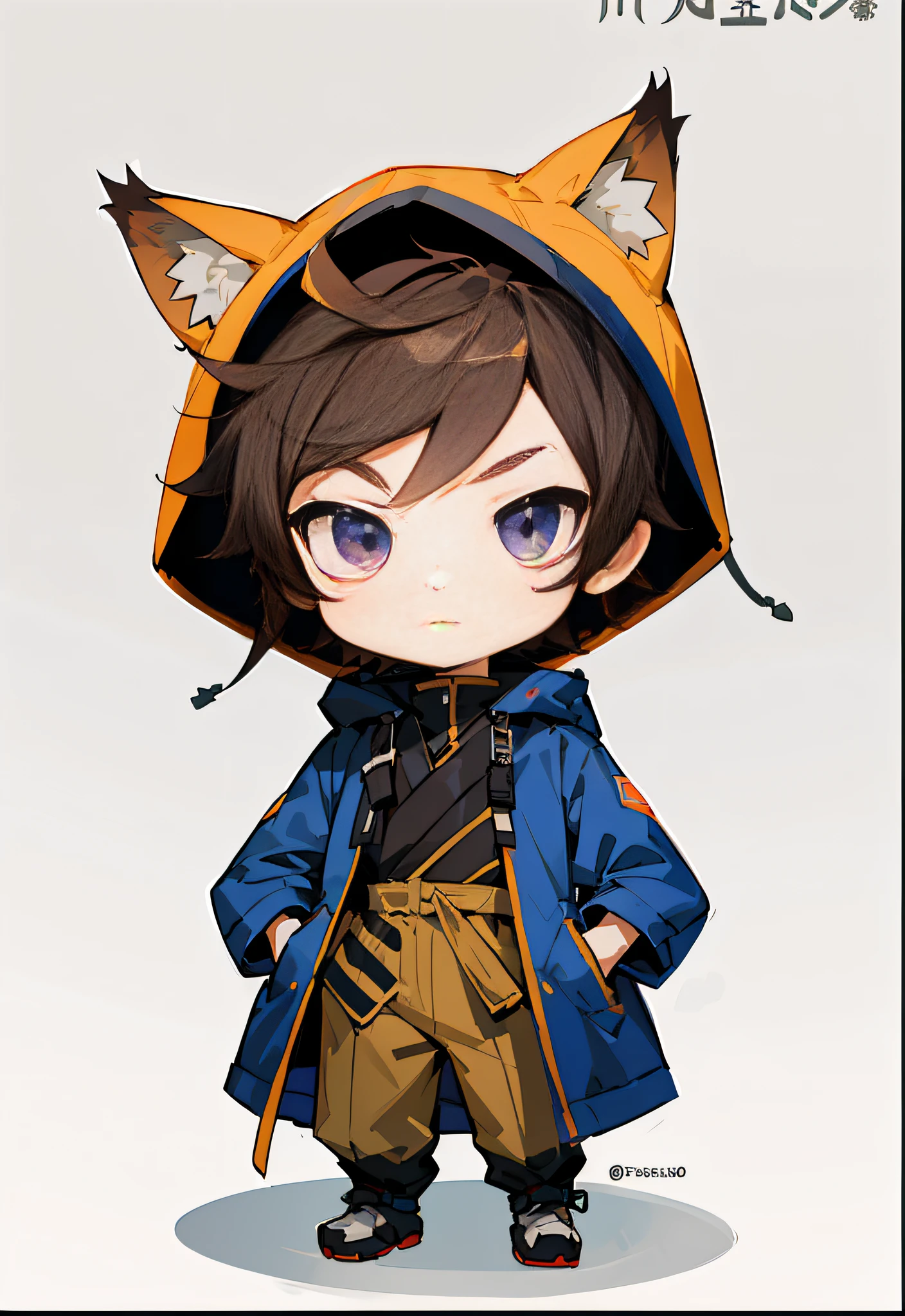 An anime character from a boy with cat ears and a hood, Kawasi, Stylized anime, highly detailed character, From Arknights, character art of maple story, cute character, advanced digital chibi art, anime moe art style, Anime Stylization, Anime boy, anime style character, official character art, made with anime painter studio