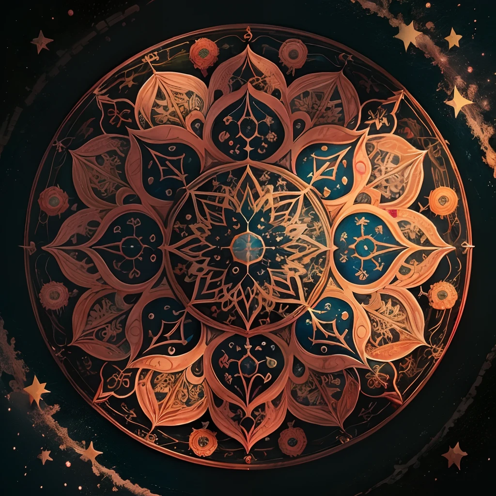 Create a series of geometric mandalas that incorporate sacred symbols and cosmic elements. Mandalas should convey the idea of transcendent communication between intergalactic beings and the Earth. Experiment with color combinations and patterns that evoke a sense of mystery and connection.