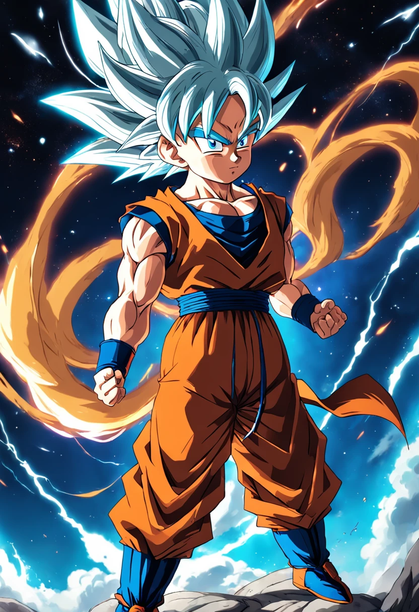 goku de dragonball super com instinto superior e cabelo branco