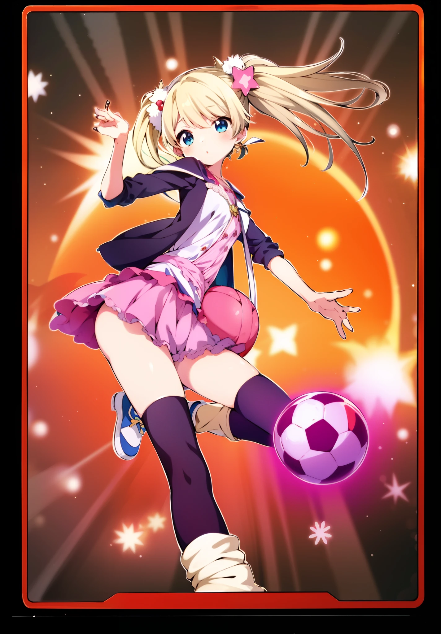 ****** do anime chutando uma bola de futebol com uma estrela no fundo, anime moe artstyle, splash arte anime ****, ( ( Massa Amane # ) ), estilo anime ecchi, Massa Amane *, ****** do anime chamada Lucy, Marin Kitagawa Fanart, inspirado em Tsubasa Nakai, !!retrato de corpo inteiro!!, **** no vestido, anime melhor garota