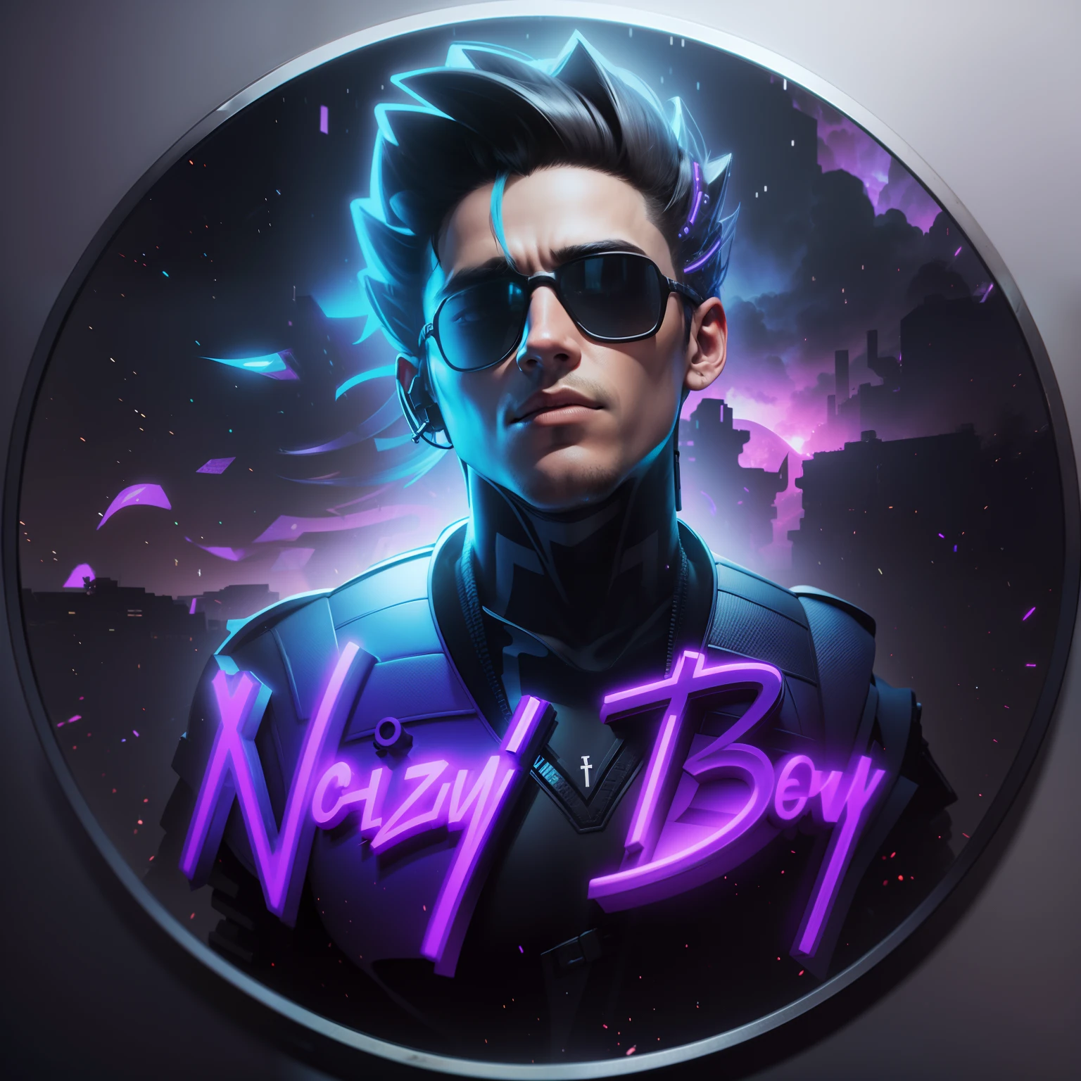 Cyberpunk, 3d logo, boy