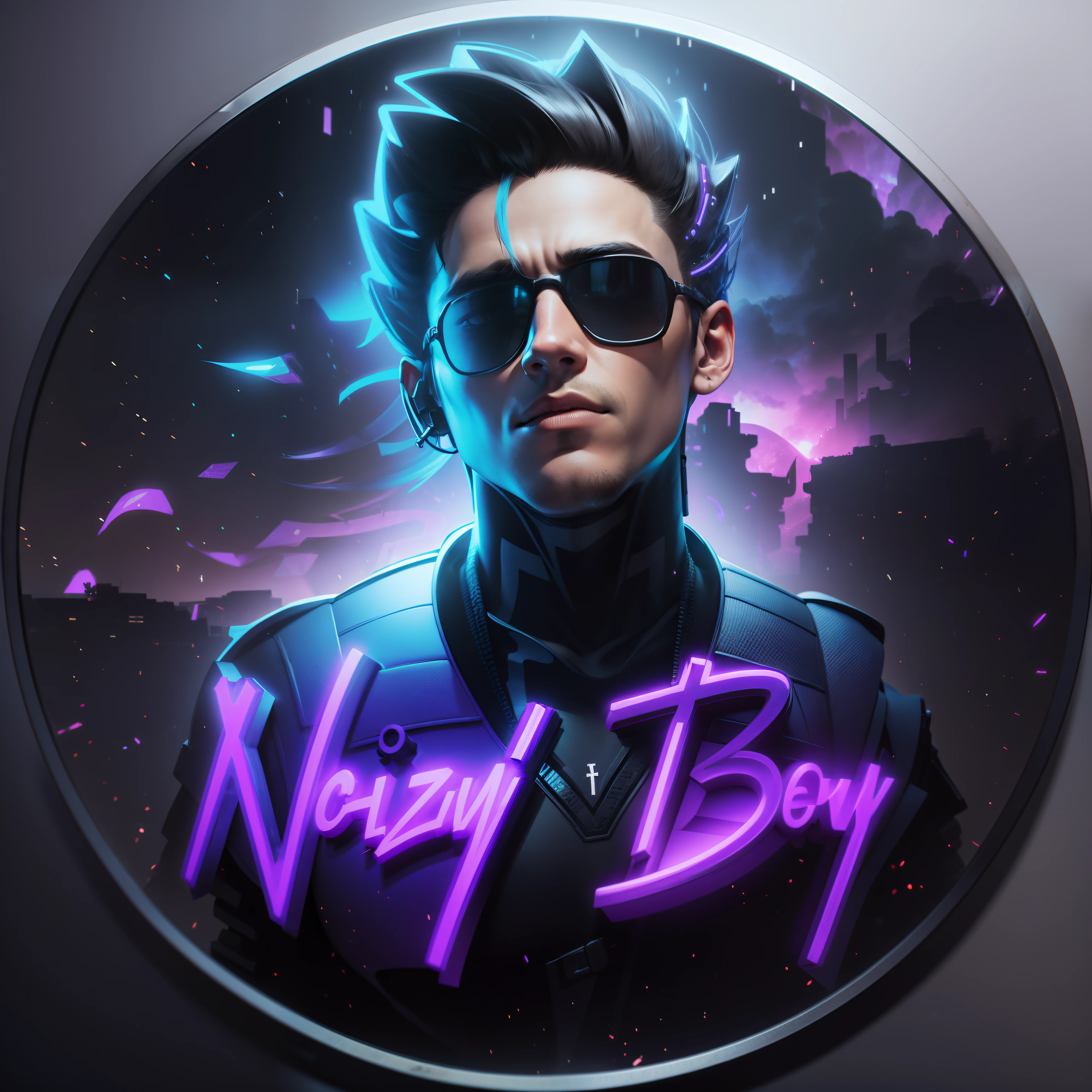 Cyberpunk, 3d logo, boy