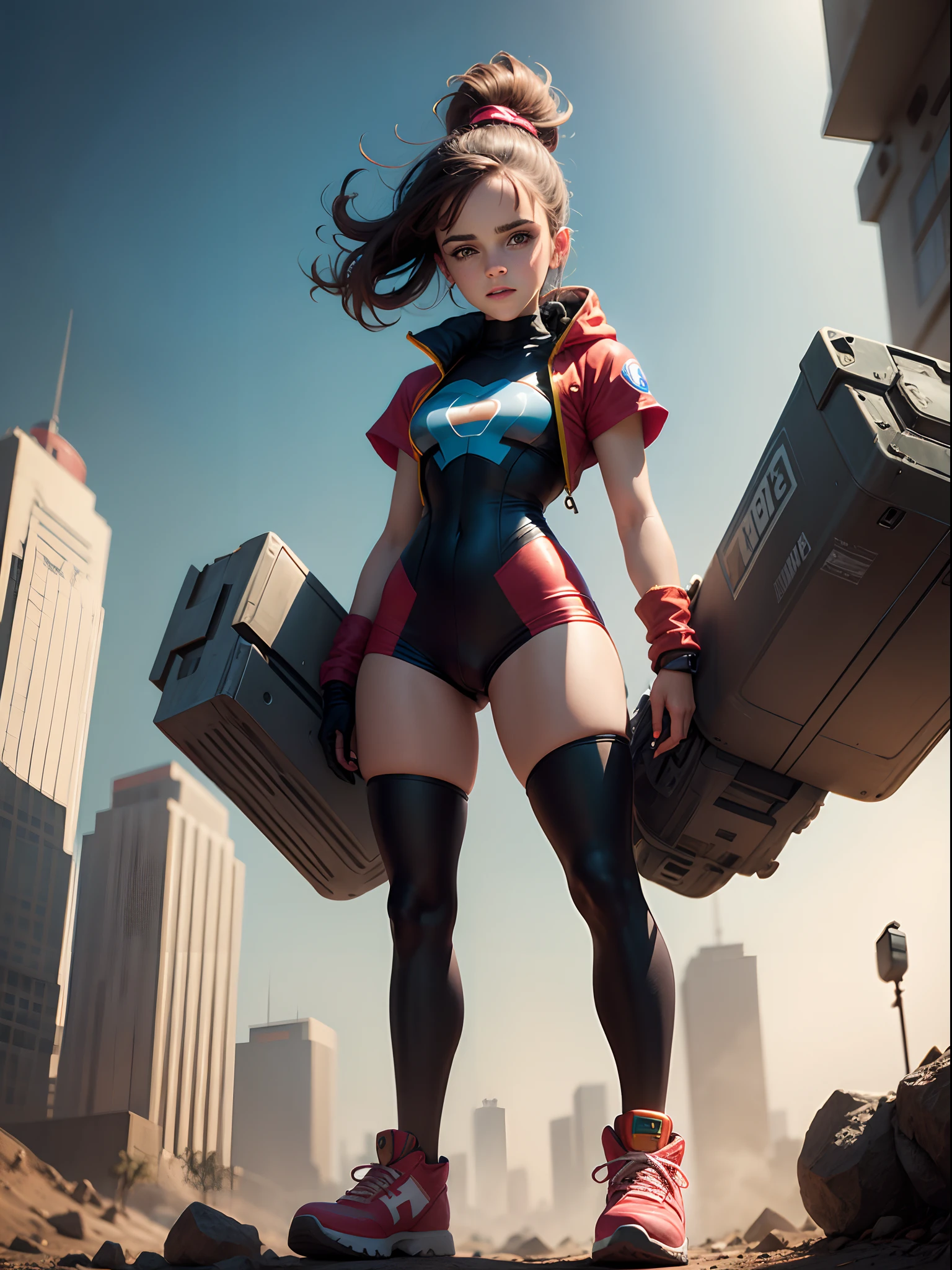 emma watson dressed as Mega Man. sci-fi.