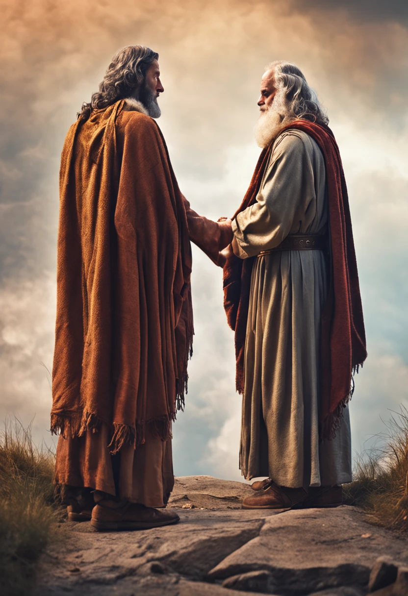 meeting of two angels with Lot, man of faith of the Old Testament of the Bible, fear of God and obedience to his commandments