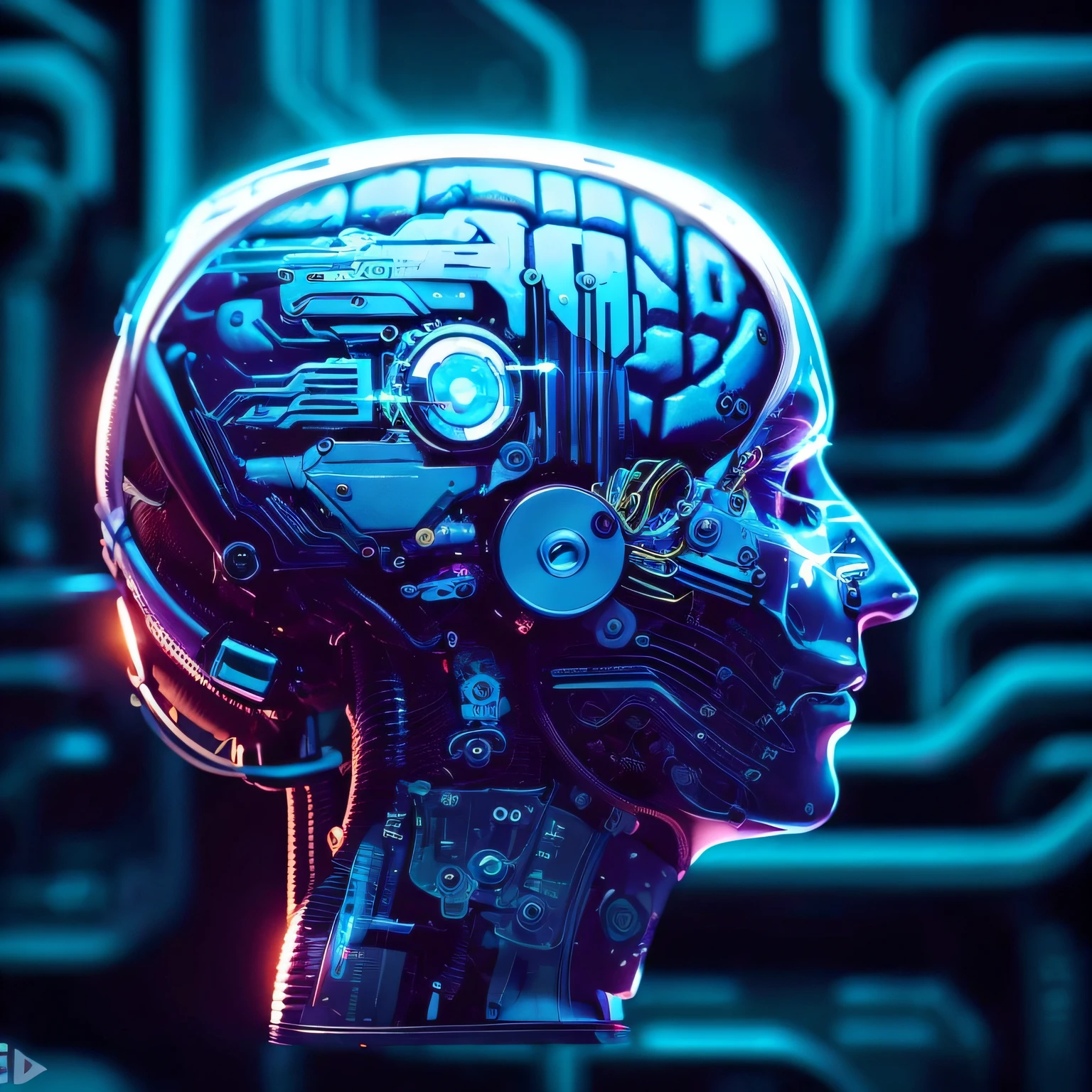 a closeup of a person's head with a machine in the background, strong artificial intelligence, Artificial intelligence, Artificial intelligence!!, artificial intelligence machine, com tema ai, electronic brain, para biomechas, transumano, brain connected to computer, neural machine, transumanismo, Pesquisador de IA, artificial consciousness, whose mind is pure machinery