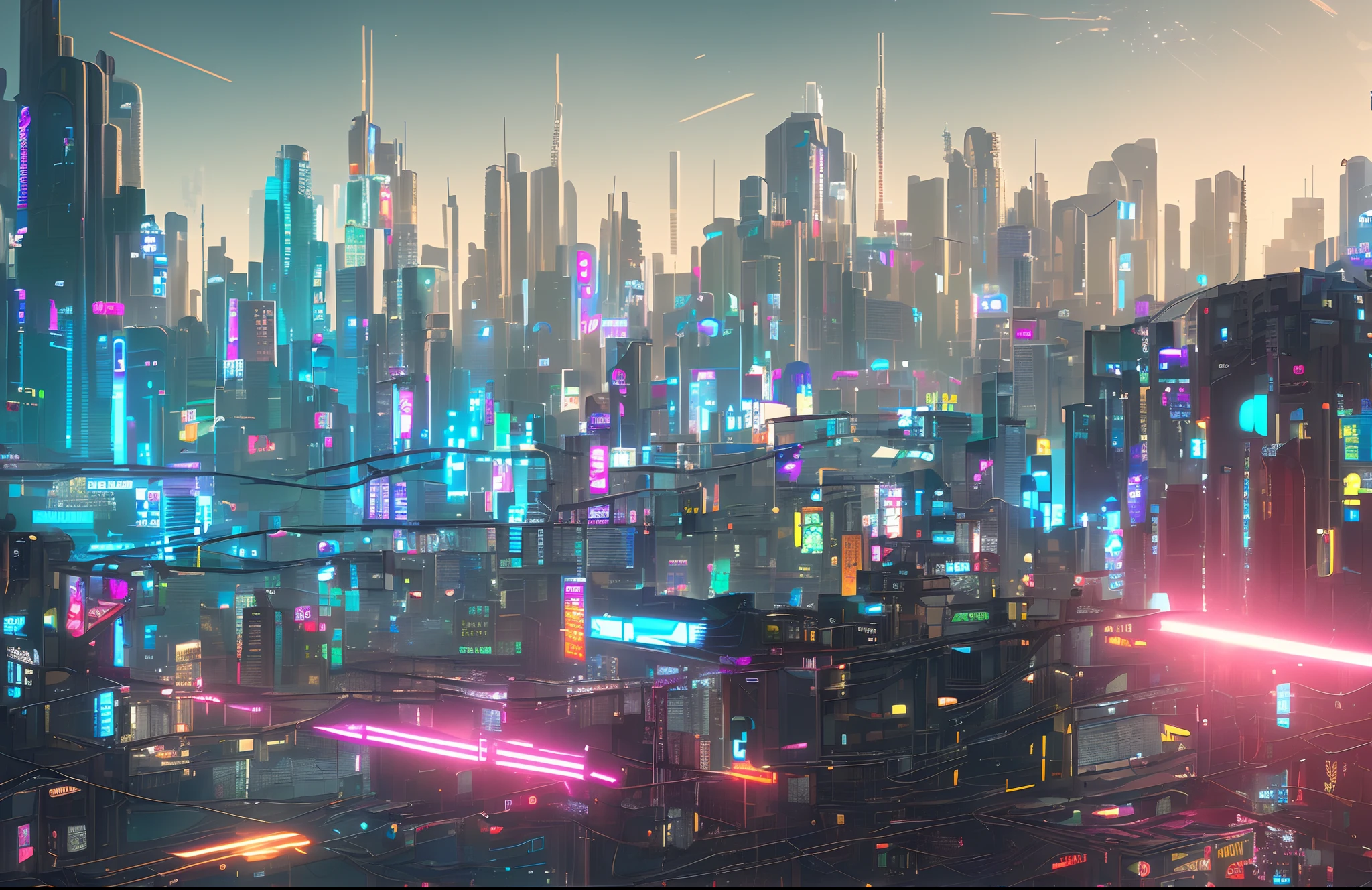 Cyberpunk city from sci-fi movie, empty street, ((ultra-detailed)), realistic, surreal, ((high quality)), ultra-detailed, crazy detail, (((photo-realistic))), 8k