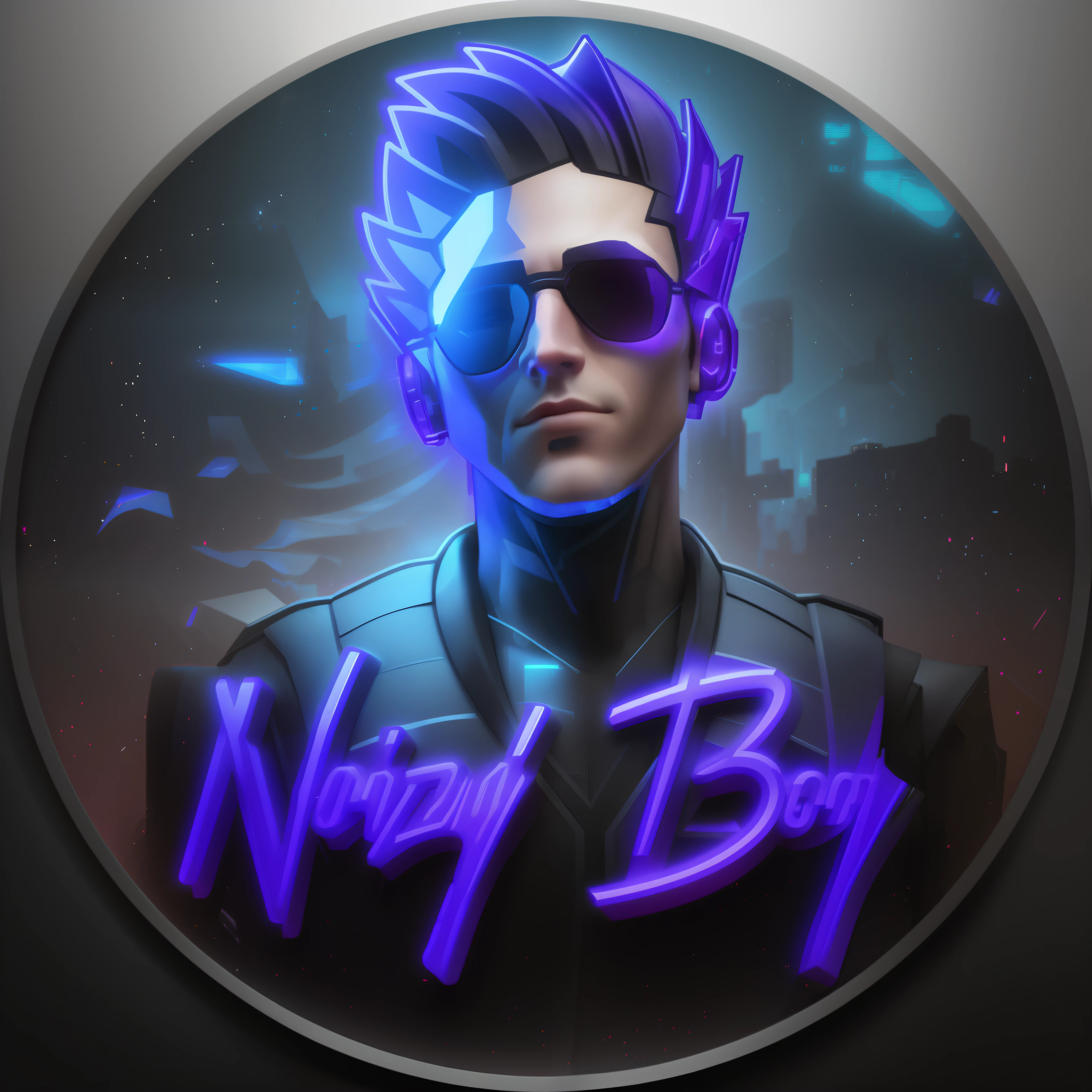 Cyberpunk, 3d logo, handsome guy
