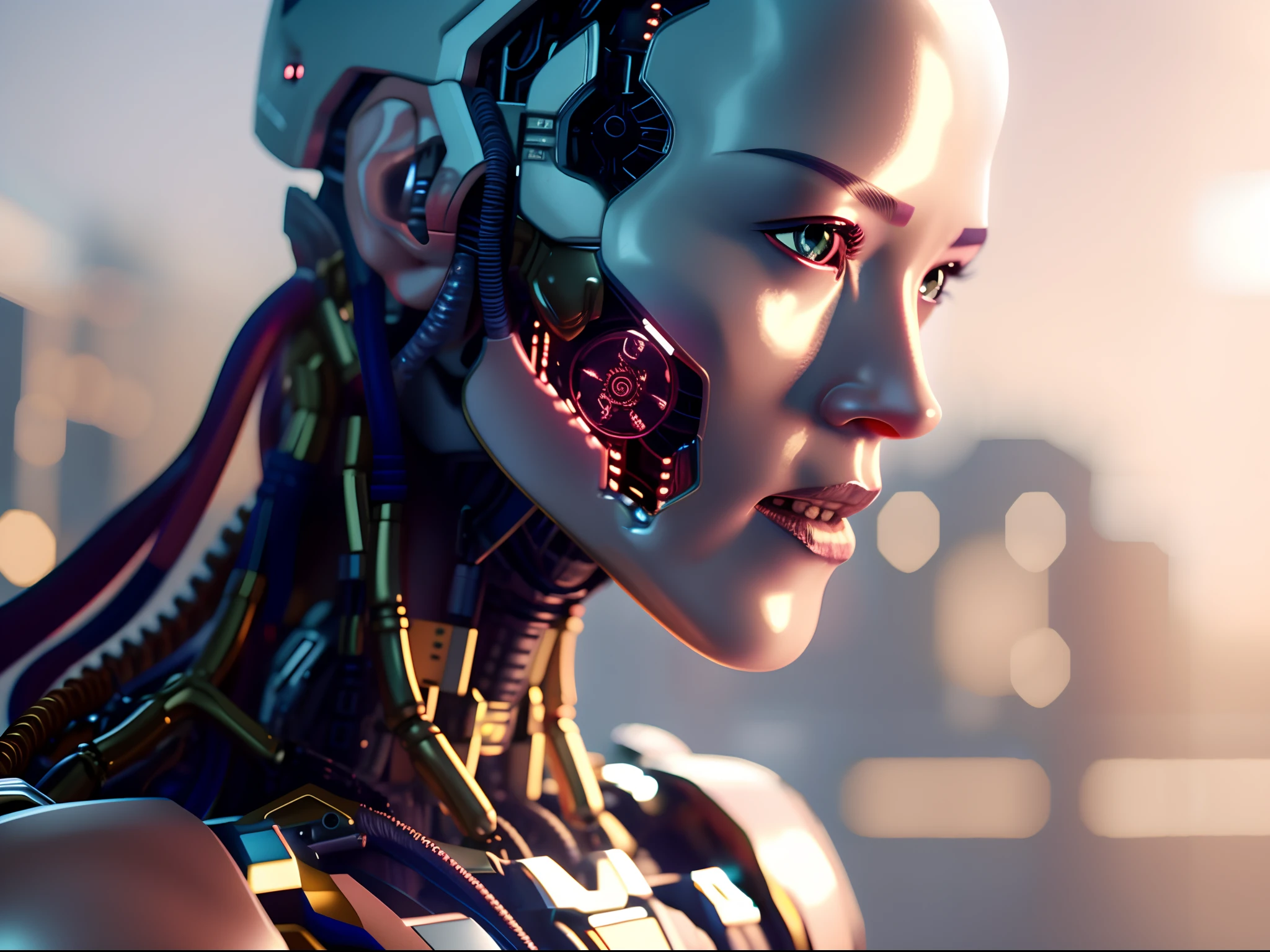 Nsfwgore chica anime con pantalones cortos y chaqueta de pie junto a un robot gigante, obras de arte al estilo de guweiz, cyberpunk anime girl mech, tendencia en cgstation, guweiz, por Russell Dongjun Lu, arte digital cyberpunk anime, ross tran 8 k, guweiz en artstation pixiv , girl with mecha cybernetic armor