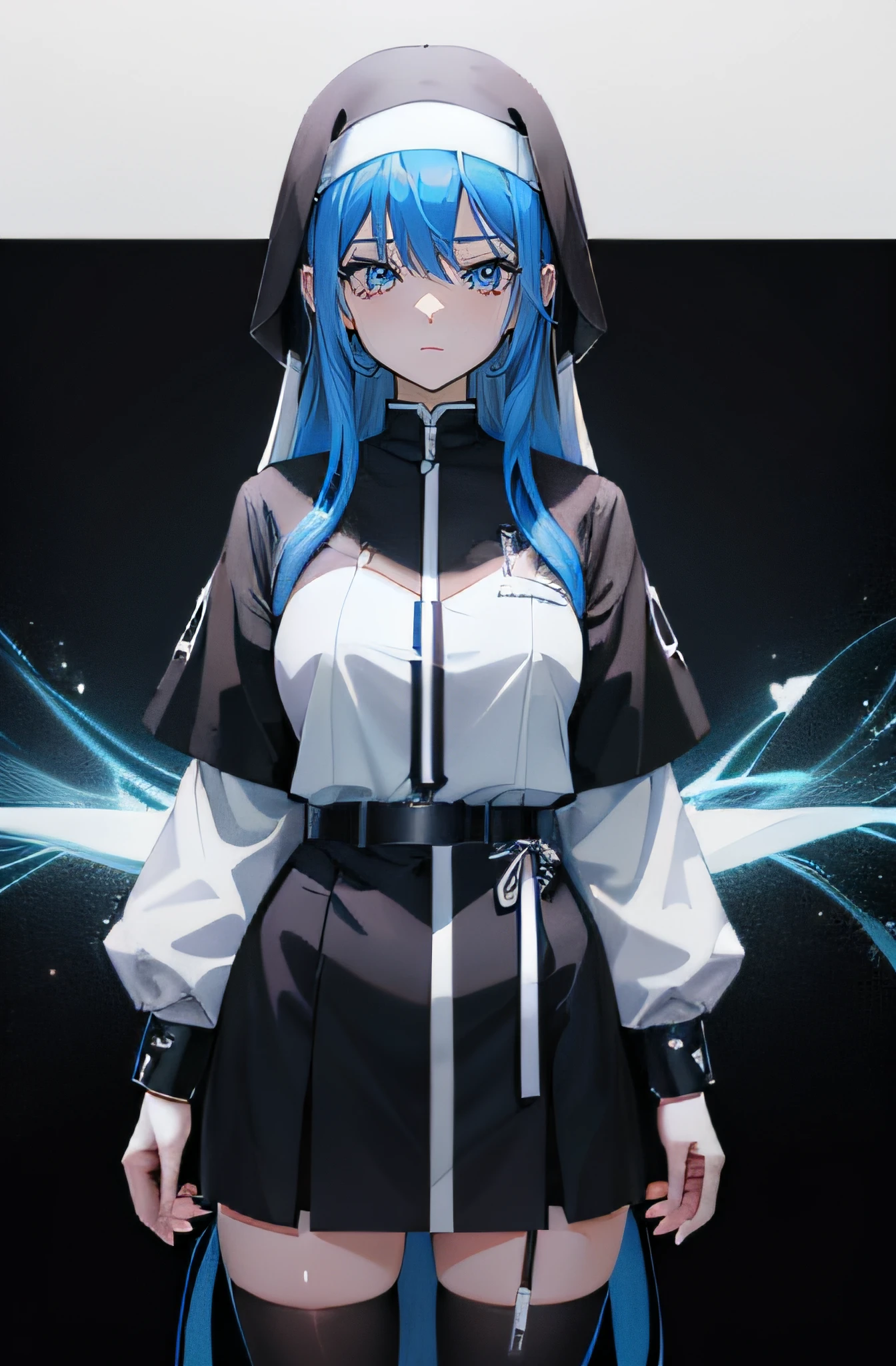 anime girl with blue hair and a black and white nun outfit, anime style 4 k, 4 k manga wallpaper, anime art wallpaper 8 k, 4k anime wallpaper, anime art wallpaper 4k, anime art wallpaper 4 k, anime wallpaper 4 k, anime wallpaper 4k, best anime 4k konachan wallpaper, digital anime art, ultra hd anime wallpaper