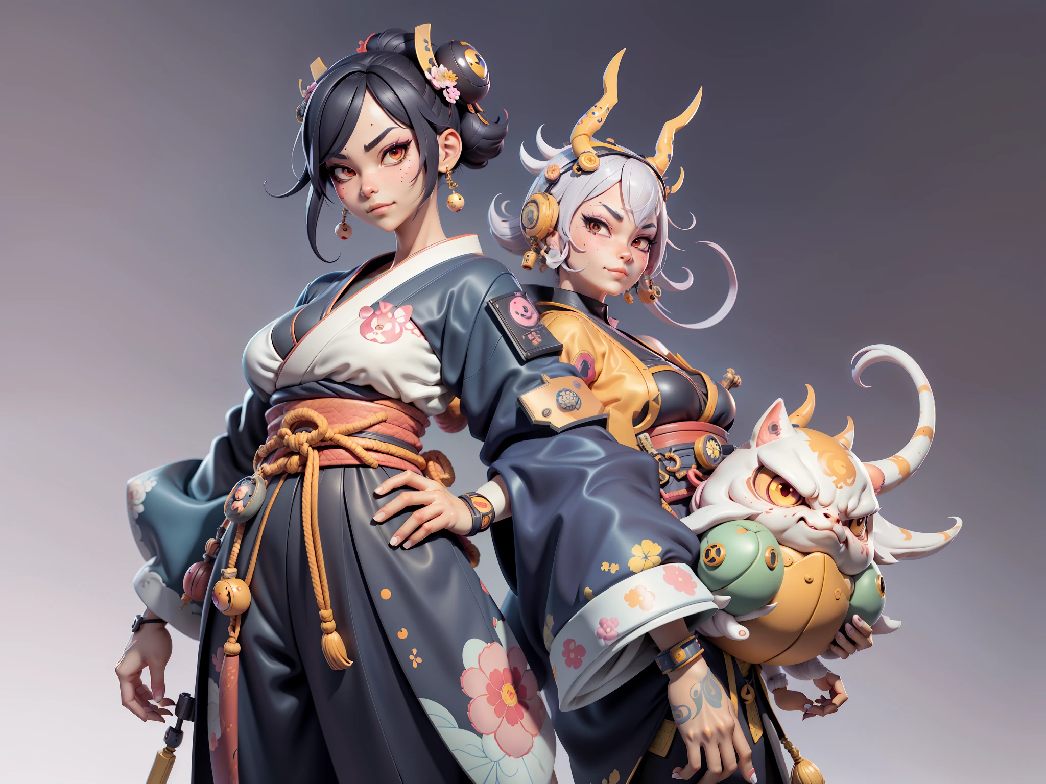 (Daisaku),(Need),(Super meticulous),(full bodyesbian:1.2),Japanese ukiyo-e girl，japanese geisha，Beautiful，Oriental dragon，Aeolian Thor，Raised sexy，爆乳，Oriental face，TV Anchor，Bust portrait illustration，Alone，In black suit，a blue tie，The face is slightly chubby，The face was clean，without a beard，Black super short hair，Black eyes，Smile confidently，3C computer sub-products，iPad， iphone，Digital painting，3D character design by Mark Clairen and Pixar and Hayao Miyazaki and Akira Toriyama，The illustration is a high-definition illustration in 4K resolution，With very detailed facial features and cartoon-style visuals。
