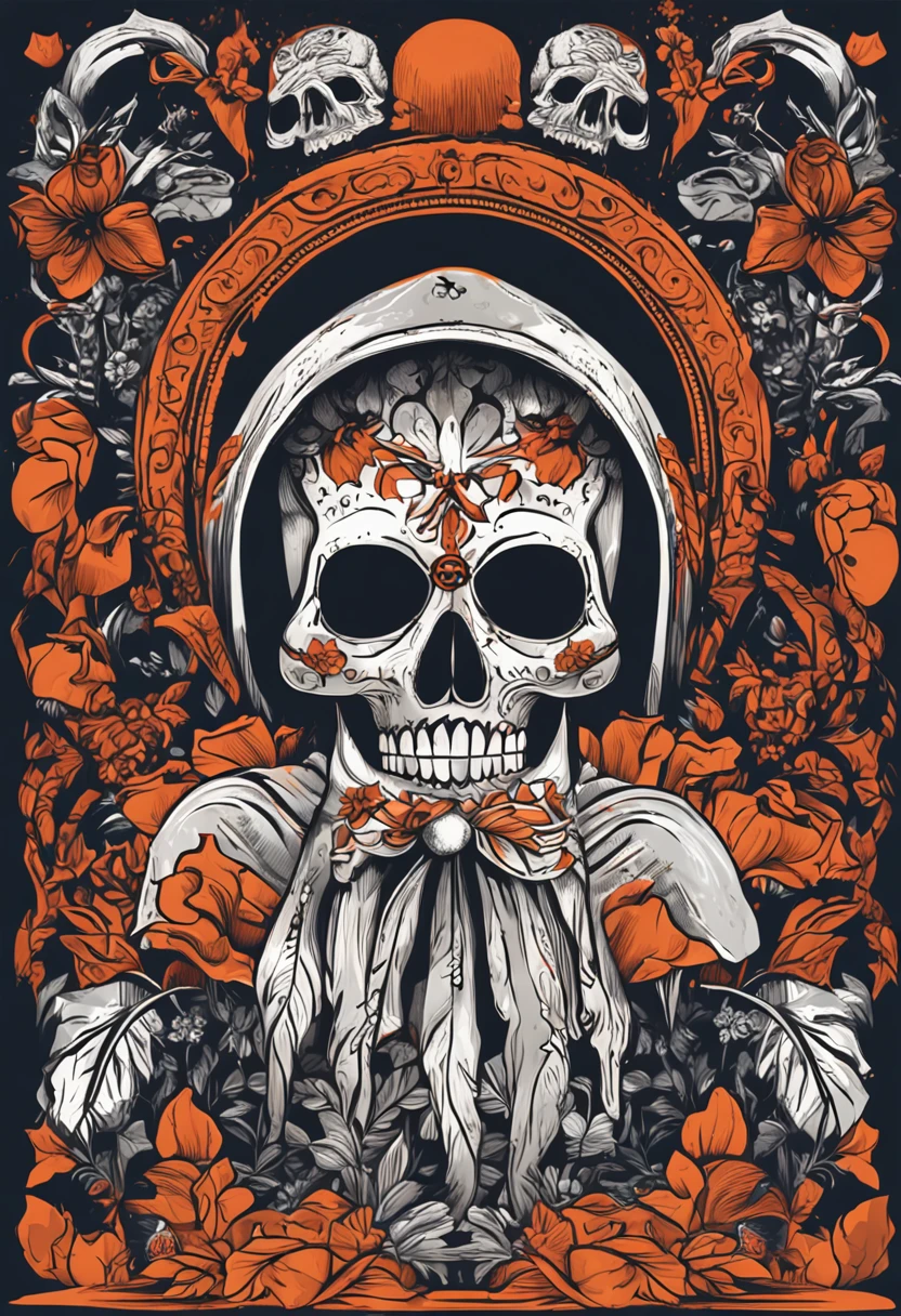 santa guadalupe com rosto de caveira