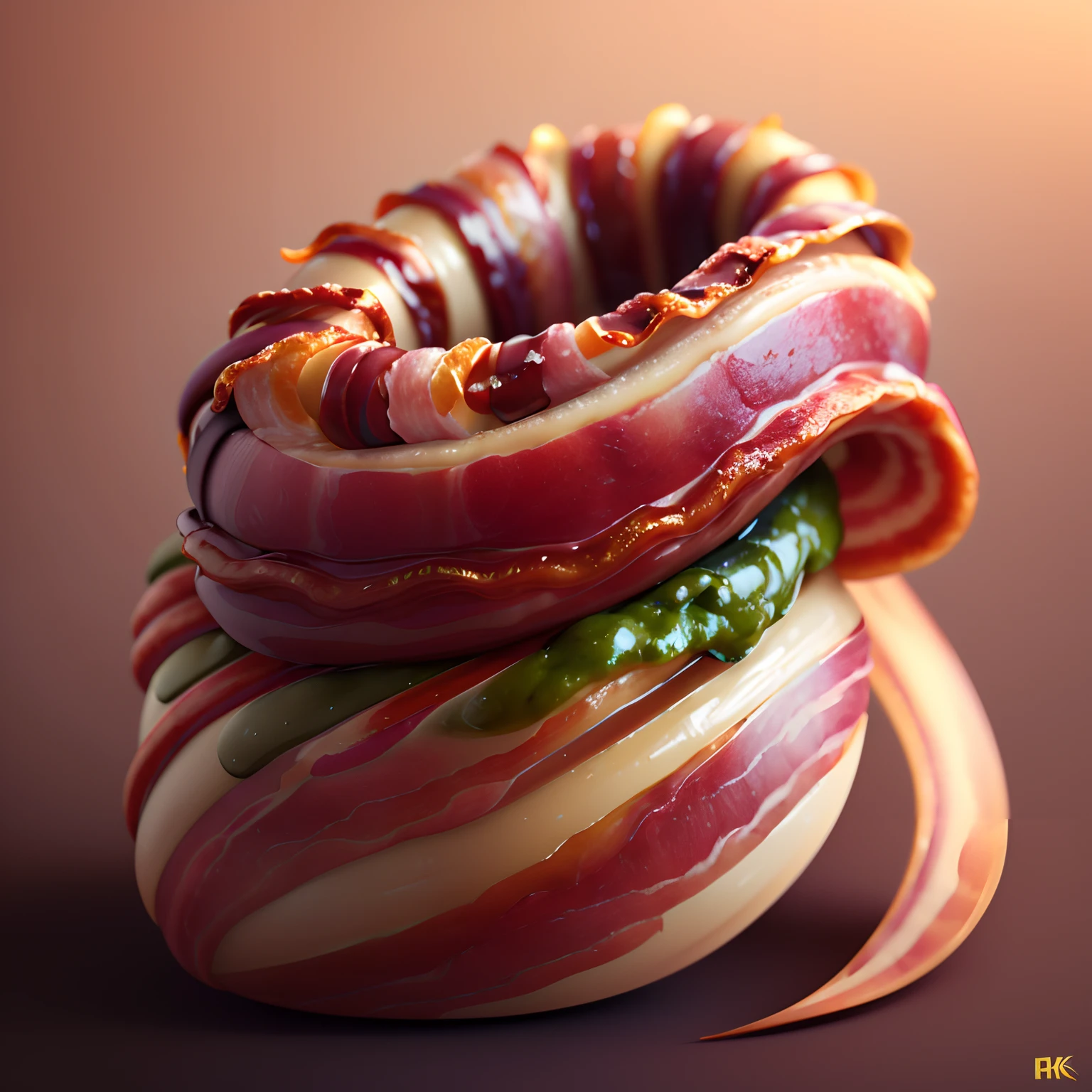 3d bong, made out of bacon, maple syrup, <lora:MMM_Bacon-000006:0.8>