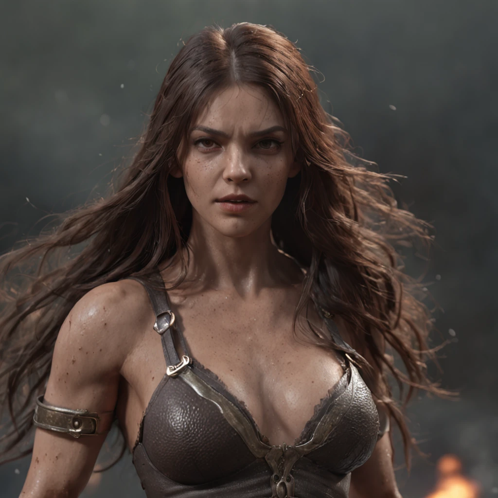 (professional 3d render:1.3) af (Realistic:1.3) most beautiful artwork photo in the world,Features soft and shiny female heroes, ((Epic hero fantasy muscle man rough wet hero angry look long hair short beard and ferocious expression in dynamic pose, Fantastic location, Majestic cluttered environment)), full body 8k unity render, action shot, skin pore, very dark lighting, heavyshading, Detailed, Detailed face, (vibrant, photograph realistic, Realistic, Dramatic, Dark, Sharp focus, 8K), (Old leather garments damaged by weathering:1.4), ((((Wear fur)))), (Intricate:1.4), decadent, (Highly detailed:1.4), Digital painting, rendering by octane, art stations, concept-art, smooth, Sharp focus, illustration, Art germ, (loish:0.23), wlop ilya kuvshinov, and greg rutkowski and alphonse mucha gracias, (Global illumination, Studio light, volumettic light), heavy rain, particles floating, lotr, fantasy, elf, full bodyesbian, ((Dark and ancient city background:1.3)),CGSesociety,art stations