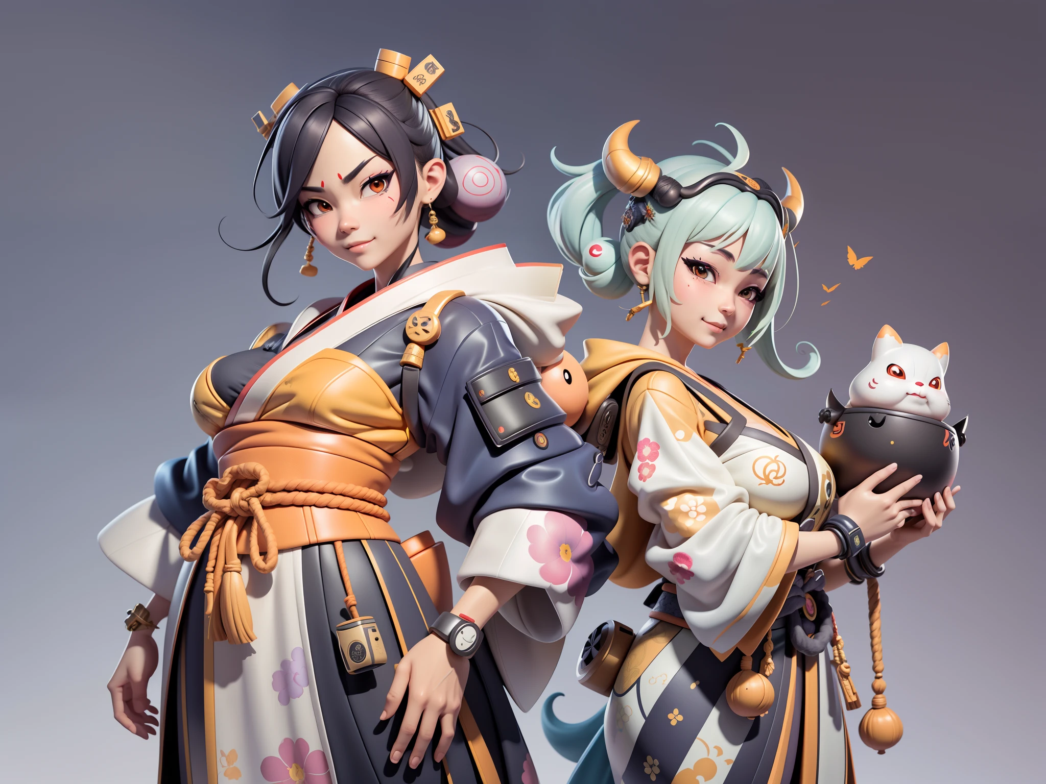 (Daisaku),(Need),(Super meticulous),(full bodyesbian:1.2),Japanese ukiyo-e girl，japanese geisha，Beautiful，Oriental dragon，Aeolian Thor，Raised sexy，爆乳，Oriental face，TV Anchor，Bust portrait illustration，Alone，In black suit，a blue tie，The face is slightly chubby，The face was clean，without a beard，Black super short hair，Black eyes，Smile confidently，3C computer sub-products，iPad， iphone，Digital painting，3D character design by Mark Clairen and Pixar and Hayao Miyazaki and Akira Toriyama，The illustration is a high-definition illustration in 4K resolution，With very detailed facial features and cartoon-style visuals。