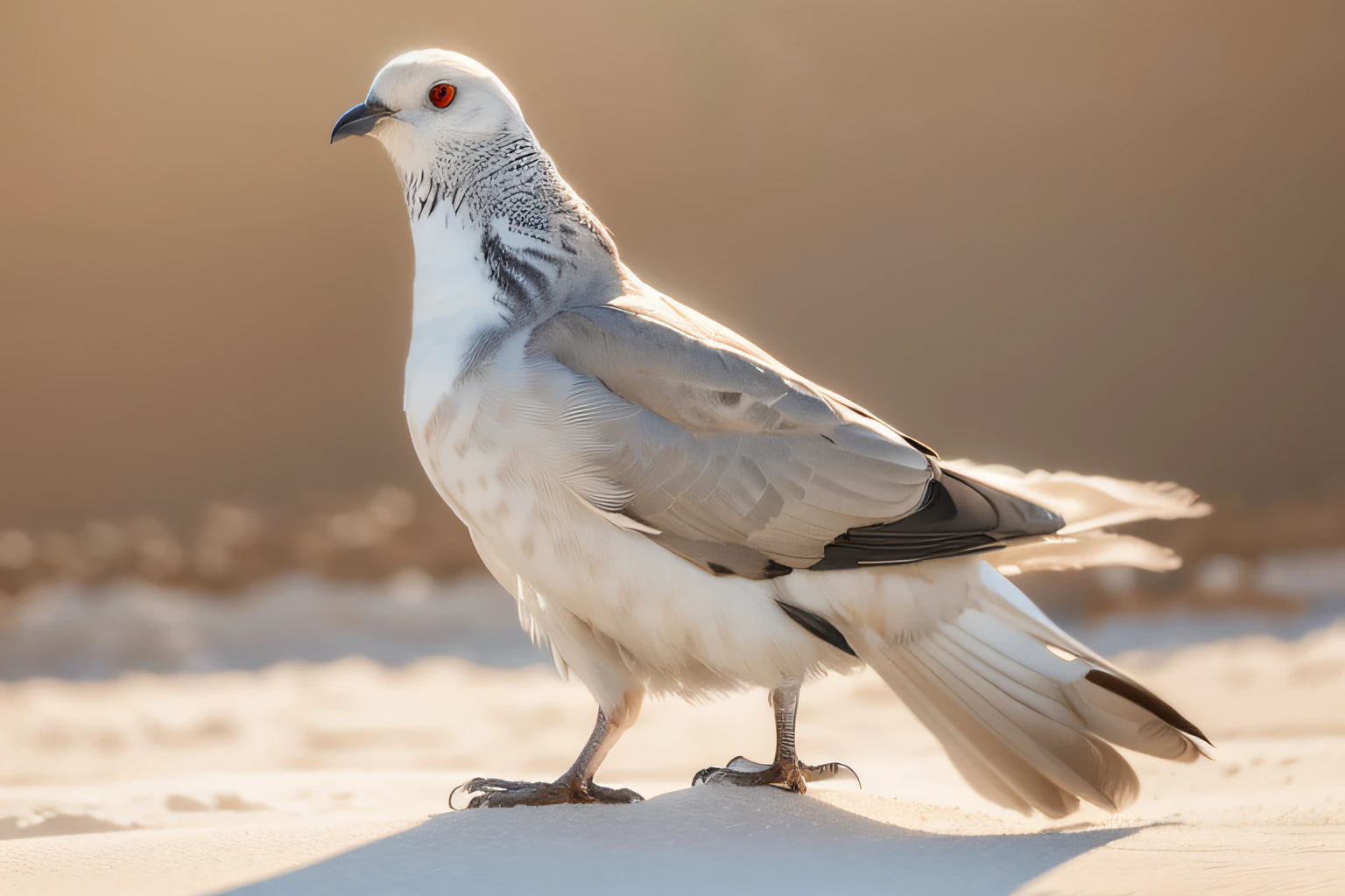 Araffe standing on a white surface with a white background, POMBO, ophanim has bird wings, onde, por Paul Bird, jovem do sexo masculino, an afghan male type, Female Appearance, Directed by: Peter de Sève, olhando para a direita, young female, Pombas, Looking towards the camera, is looking at a bird, looking threatening