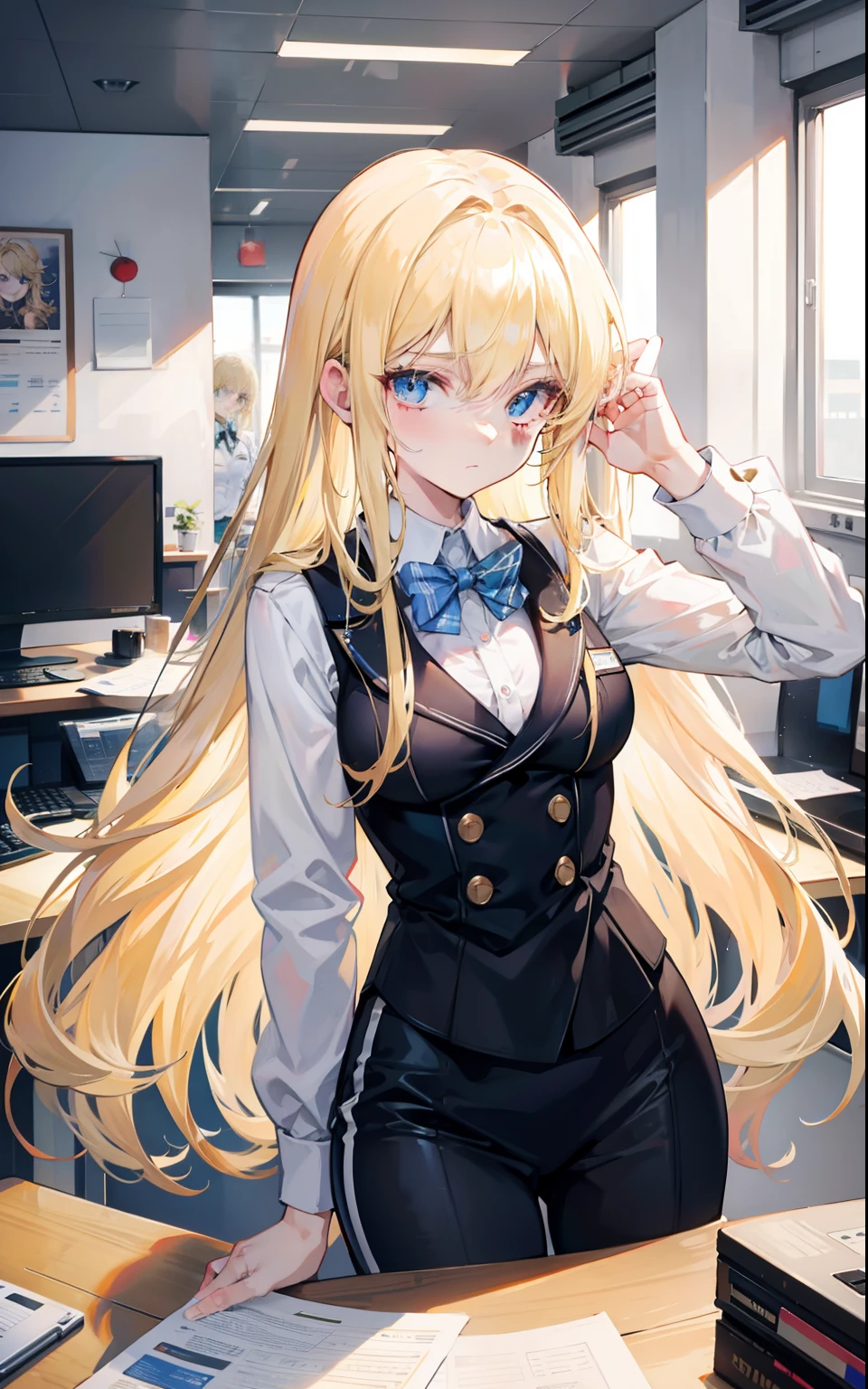 Blonde is an elite long-haired beautiful girl in the workplace,The ability to manipulate time