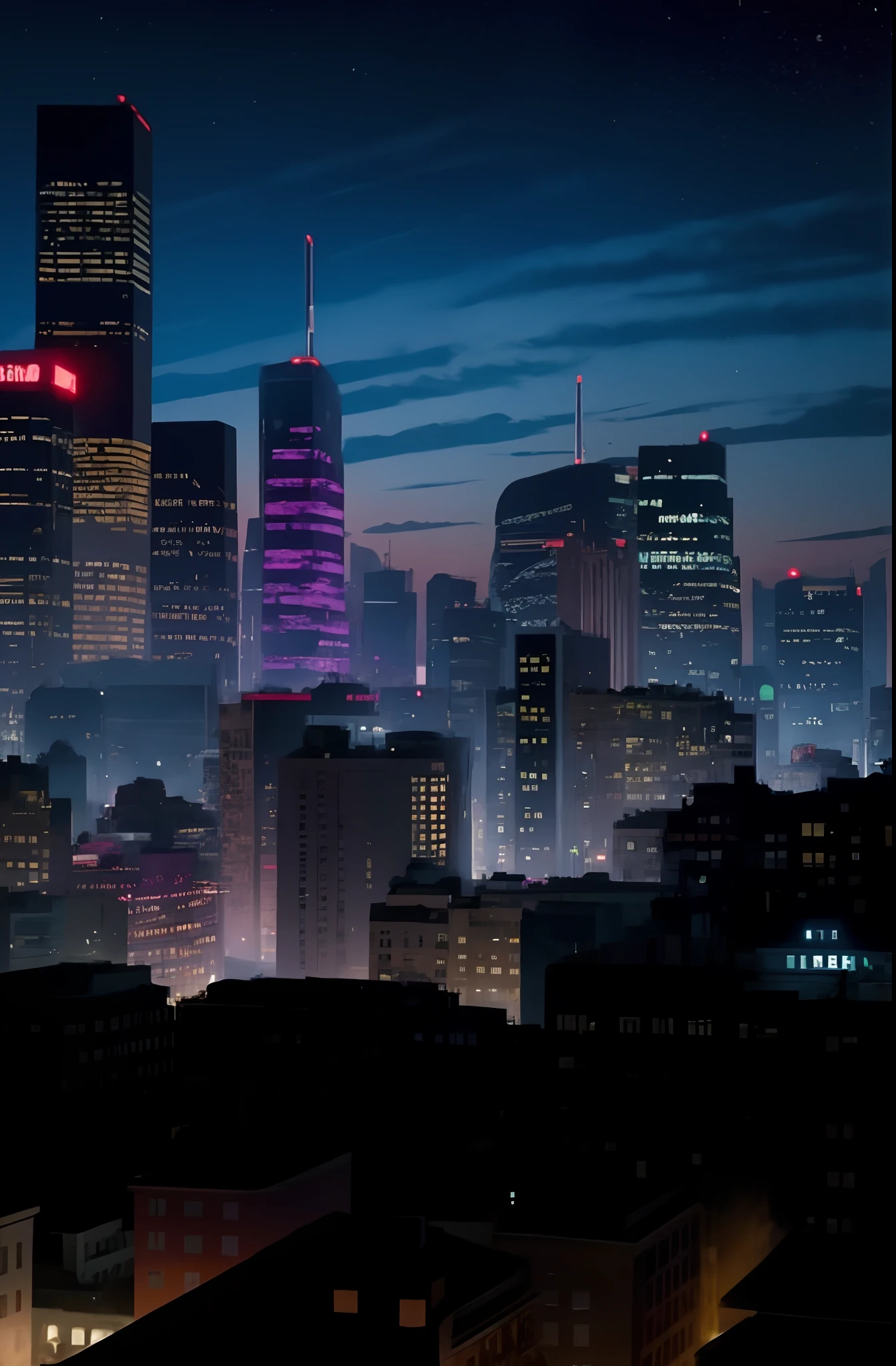 Night view of the city with skyscrapers and bright red lights, night cityscape, hd anime cityscape, Beautiful cityscape, anime style cityscape, night - time city background, cinematic neon matte painting, night city on the background, City in the background, view over city, inspired by Liam Wong, City Night, busy cityscape, urban backdrop, cyberpunk city landscape, City at night, city twilight landscape