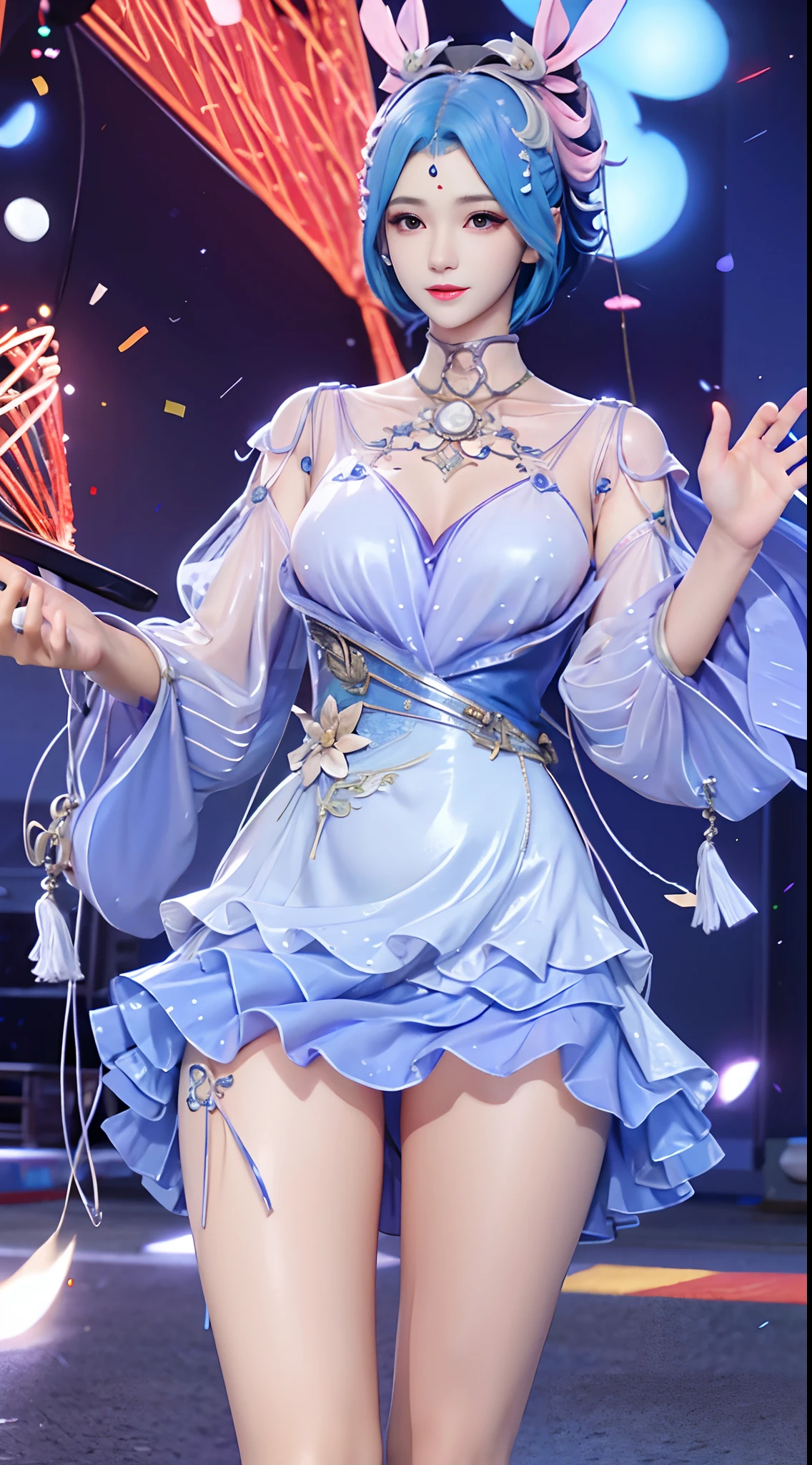 White hair a short bob Beautiful breasts qipao dress