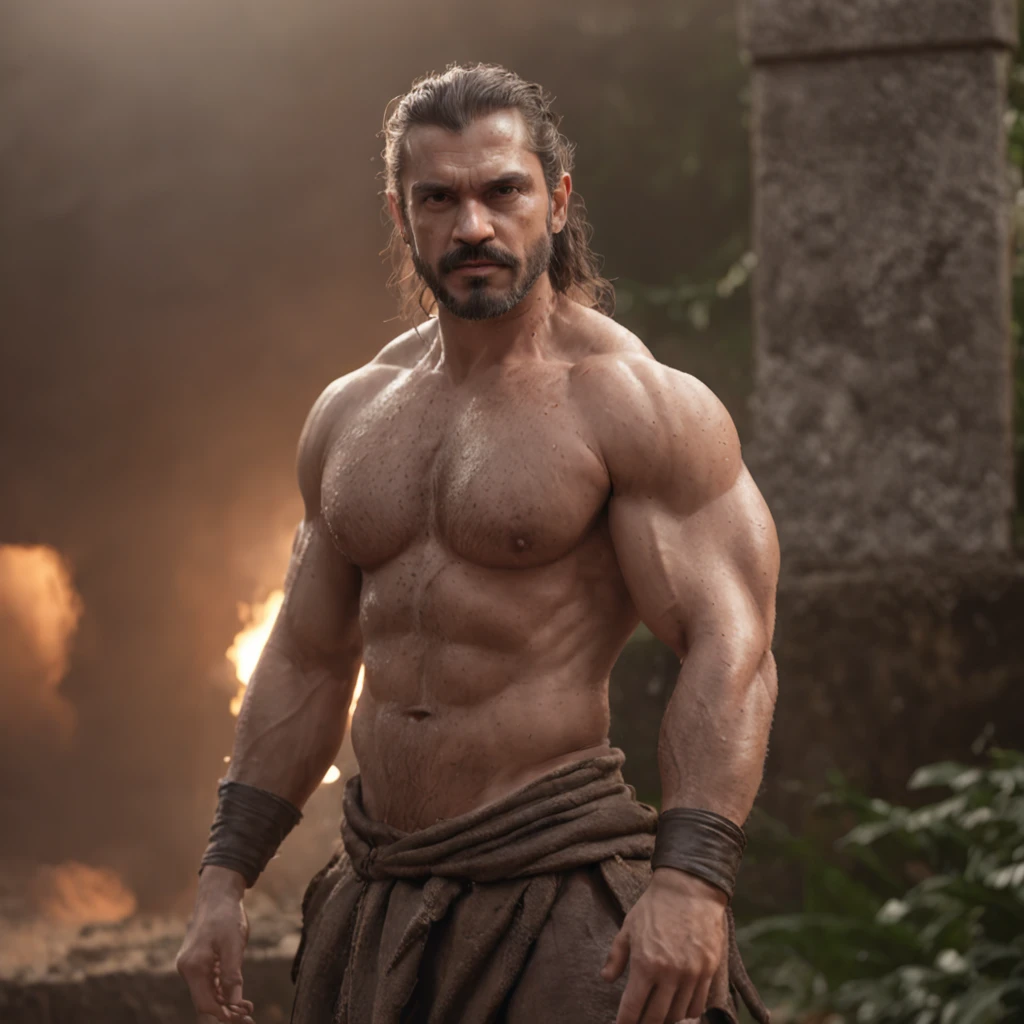 (Professional 3D rendering:1.3) de (Realistic:1.3) Foto de arte mais bonita do mundo,homem velho, ((Epic hero fantasy rough muscular man wet hero angry look long hair short beard and fierce expression in dynamic pose, fantastic location, majestoso ambiente desordenado)), corpo inteiro 8k unidade render, action shot, poros da pele, very dark lighting, sombreamento pesado, circunstanciado, Rosto detalhado, (vibrante, fotogrdeia realista, Realistic, Dramatic, Escuro, foco nítido, 8k), (Old leather clothes damaged by bad weather:1.4), ((((Use peles)))), (intrincado:1.4), decadente, (altamente detalhado:1.4), pintura digital, rendering by octane, art stations, Conceito-Arte, liso, foco nítido, illustration, germe da arte, (Loish:0.23), Wlop Ilya Kuvshinov, e Greg Rutkowski e Alphonse Mucha Gracias, (global ilumination, studiolight, Light Volumetric), chuva forte, floating particles, patife, fantasia, Onze, corpo inteiroesbian, ((Fundo escuro e antigo da cidade:1.3)),CGSesociedade,art stations