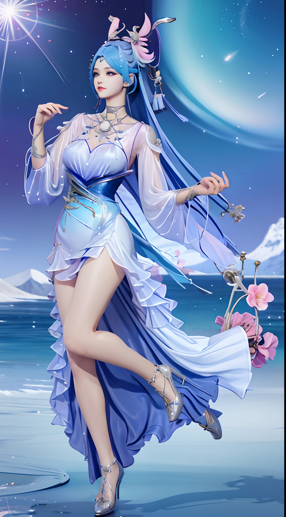 White hair a short bob Beautiful breasts qipao dress