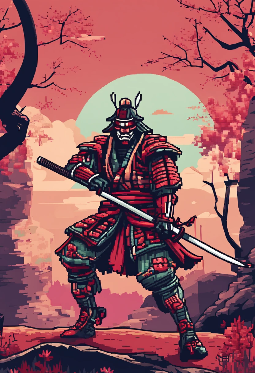 pixel art, samurai