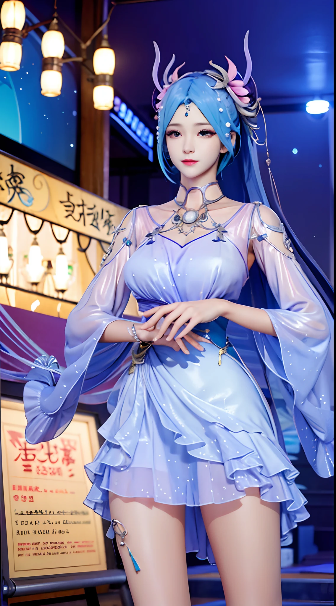White hair a short bob Beautiful breasts qipao dress