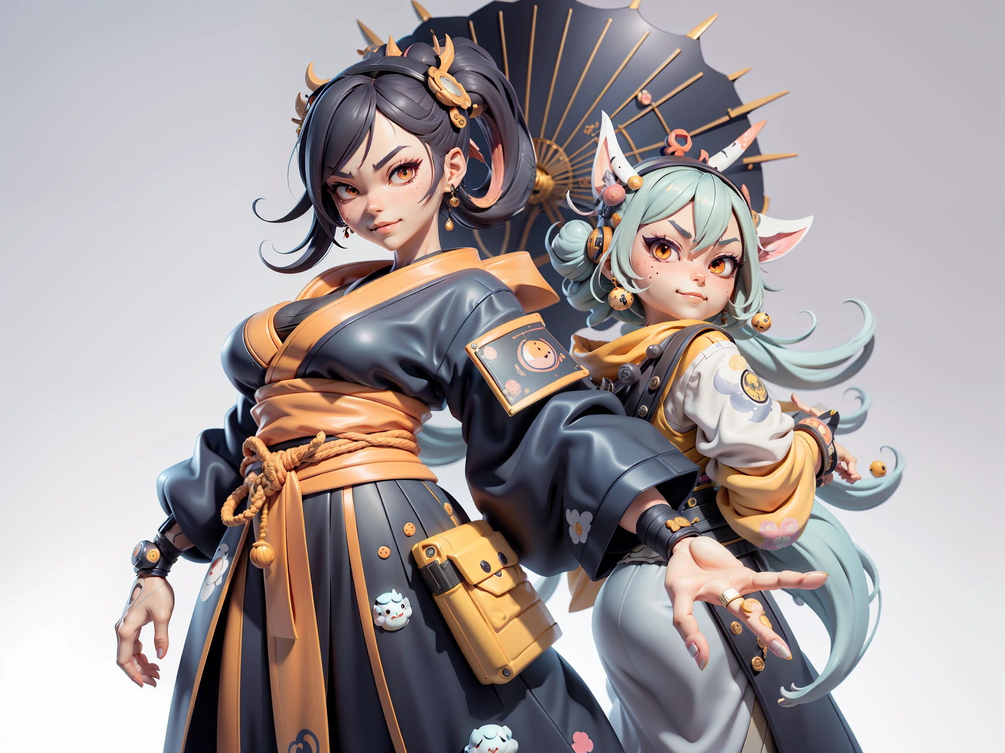 (Daisaku),(Need),(Super meticulous),(full bodyesbian:1.2),Japanese ukiyo-e girl,japanese geisha,Beautiful,Oriental dragon,Aeolian Thor,Raised sexy,爆乳,Oriental face,TV Anchor,Bust portrait illustration,Alone,In black suit,a blue tie,The face is slightly chubby,The face was clean,without a beard,Black super short hair,Black eyes,Smile confidently,3C computer sub-products,iPad, iphone,Digital painting,3D character design by Mark Clairen and Pixar and Hayao Miyazaki and Akira Toriyama,The illustration is a high-definition illustration in 4K resolution,With very detailed facial features and cartoon-style visuals。