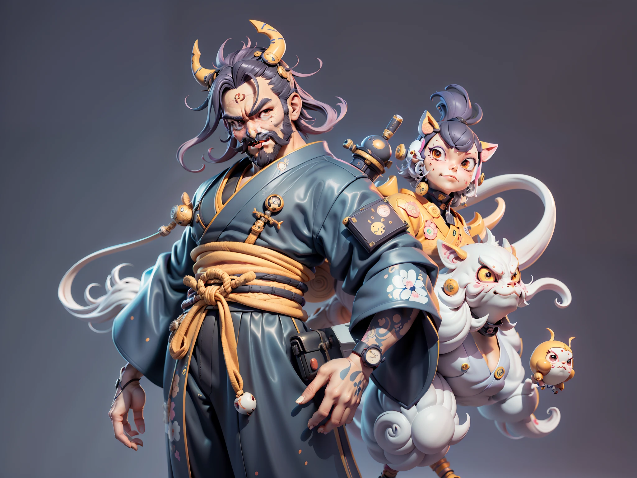 (Daisaku),(Need),(Super meticulous),(full bodyesbian:1.2),Japanese ukiyo-e girl,japanese geisha,Beautiful,Oriental dragon,Aeolian Thor,Raised sexy,爆乳,Oriental face,TV Anchor,Bust portrait illustration,Alone,In black suit,a blue tie,The face is slightly chubby,The face was clean,without a beard,Black super short hair,Black eyes,Smile confidently,3C computer sub-products,iPad, iphone,Digital painting,3D character design by Mark Clairen and Pixar and Hayao Miyazaki and Akira Toriyama,The illustration is a high-definition illustration in 4K resolution,With very detailed facial features and cartoon-style visuals。