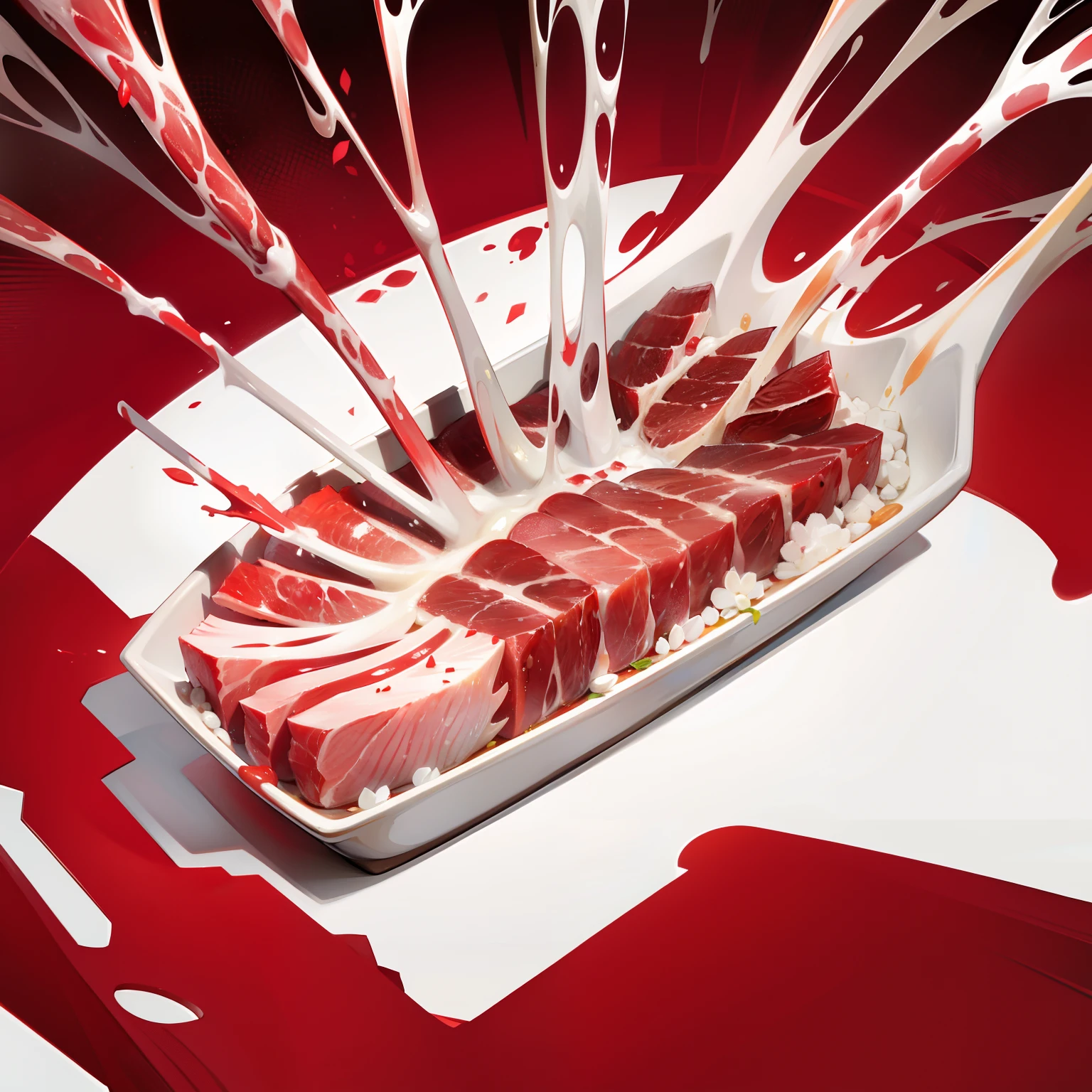 The red and white color scheme is a plant-like life composed of meat and bone