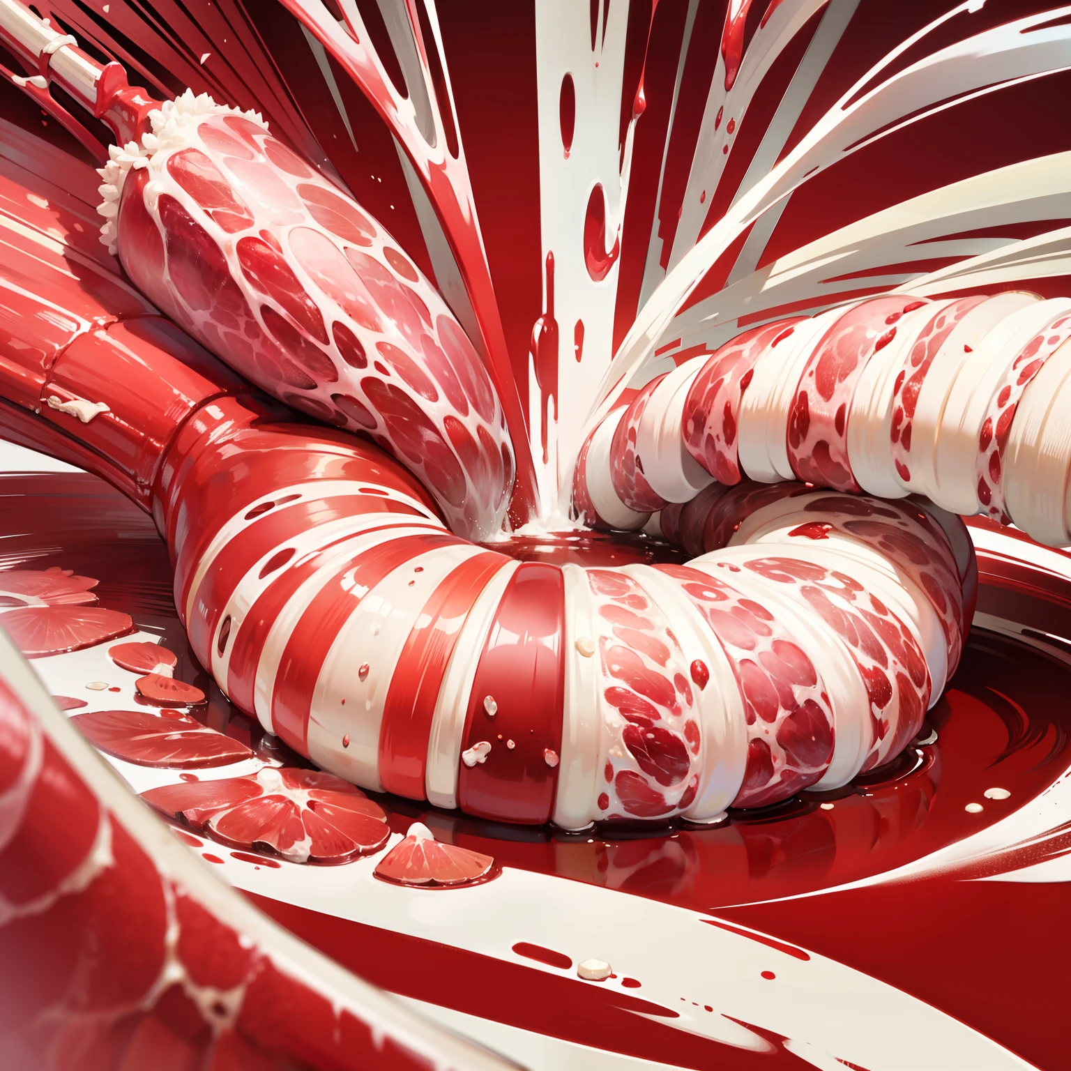 The red and white color scheme is a plant-like life composed of meat and bone