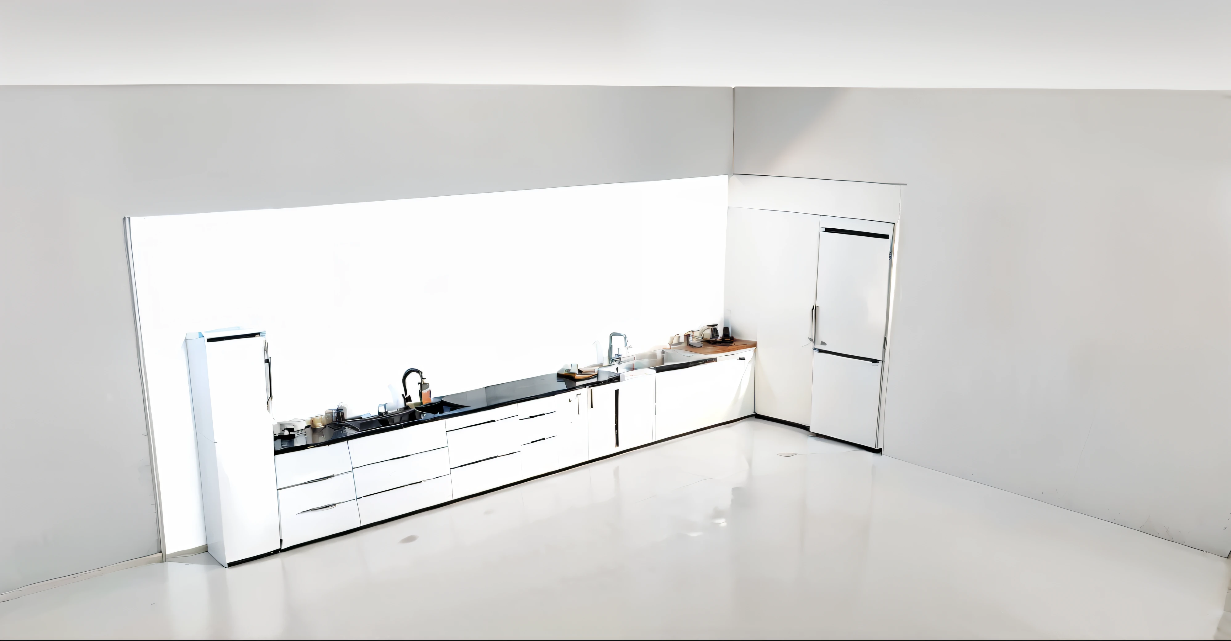 "Masterpiece, high end, best quality, authentic, super detailed, interior, white kitchen cabinets, right side of sink, carpet, modern style." matic --auto